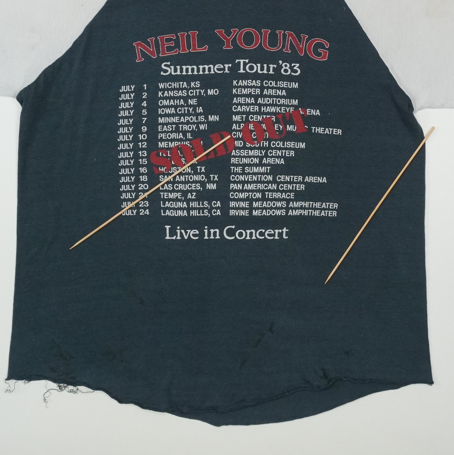 1983 Neil Young Everybody's Rockin Tour Raglan Shirt Detail 8