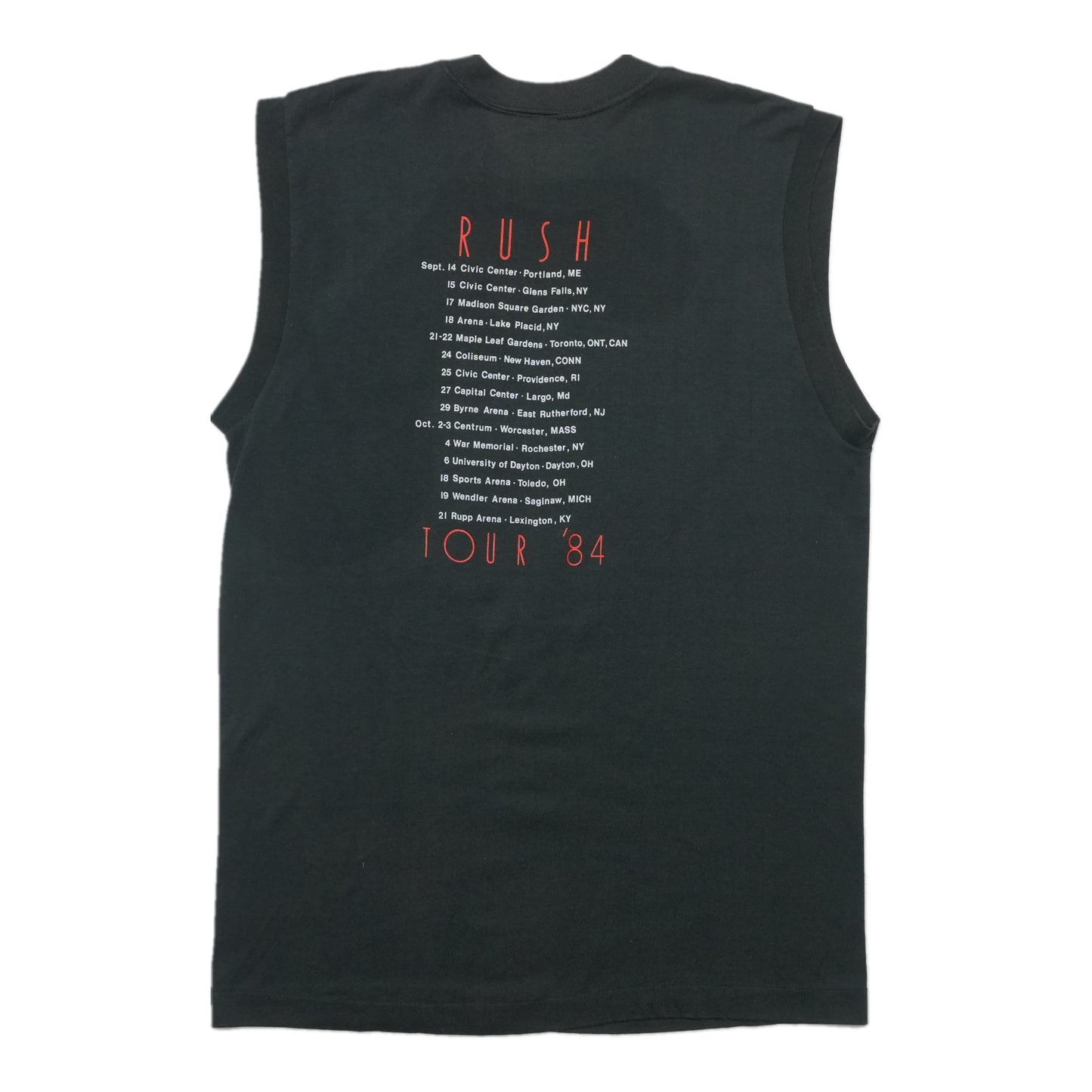1984 Rush Sleeveless Tour Shirt Back