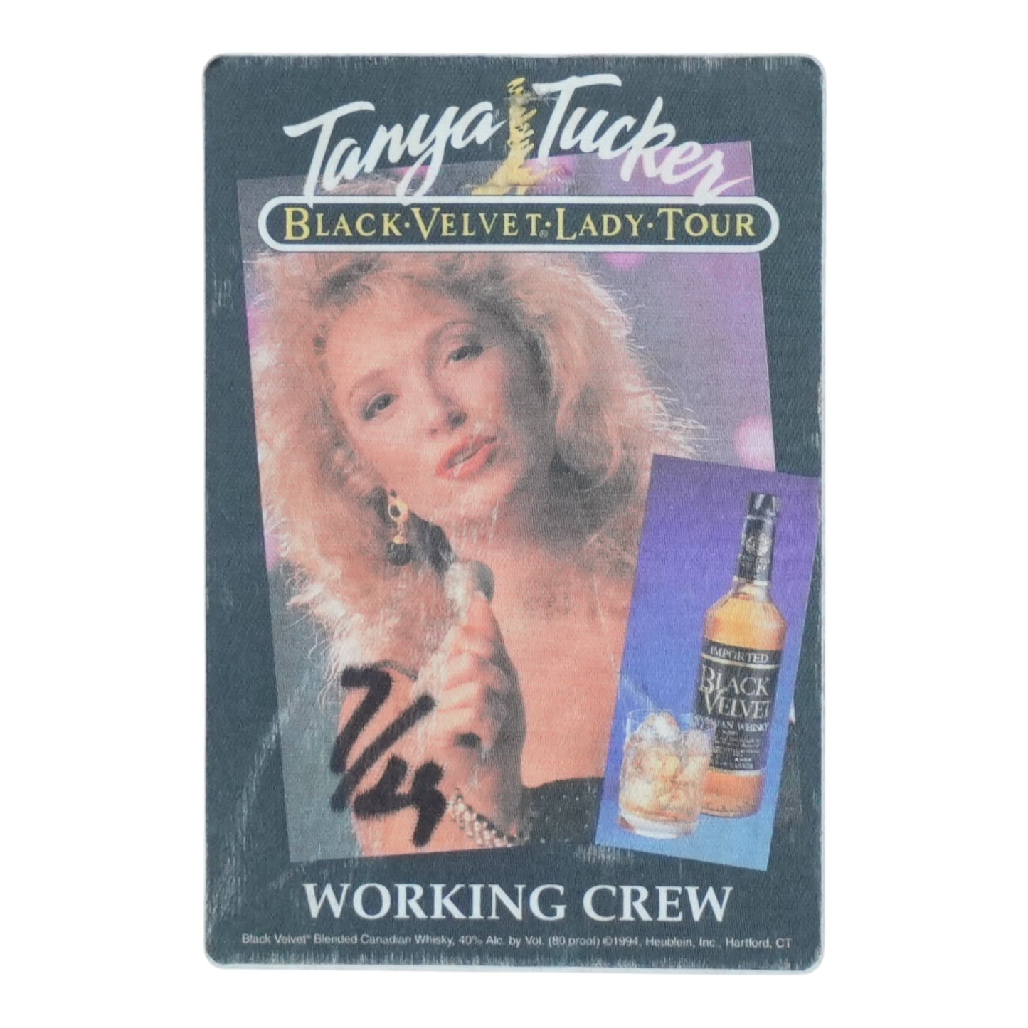 1980s Tanya Tucker Black Velvet Lady Tour Working Crew Backstage Pass - front