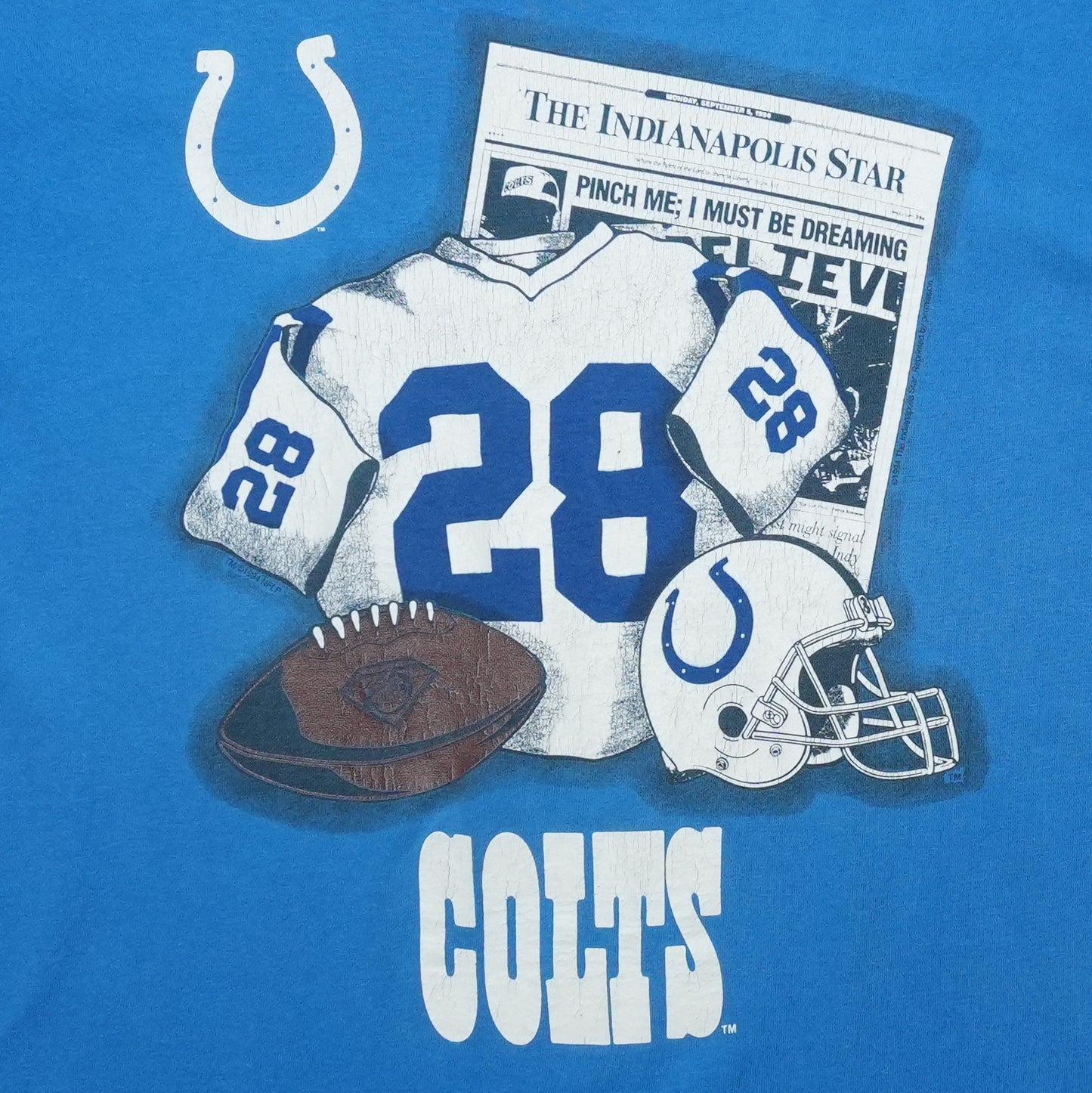 1990s Indianapolis Colts Pinch Me I Must Be Dreaming Shirt Front Graphic