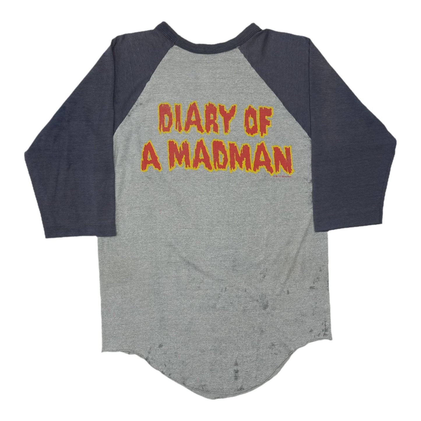 1981 Ozzy Osbourne Diary Of A Madman Raglan Shirt Back