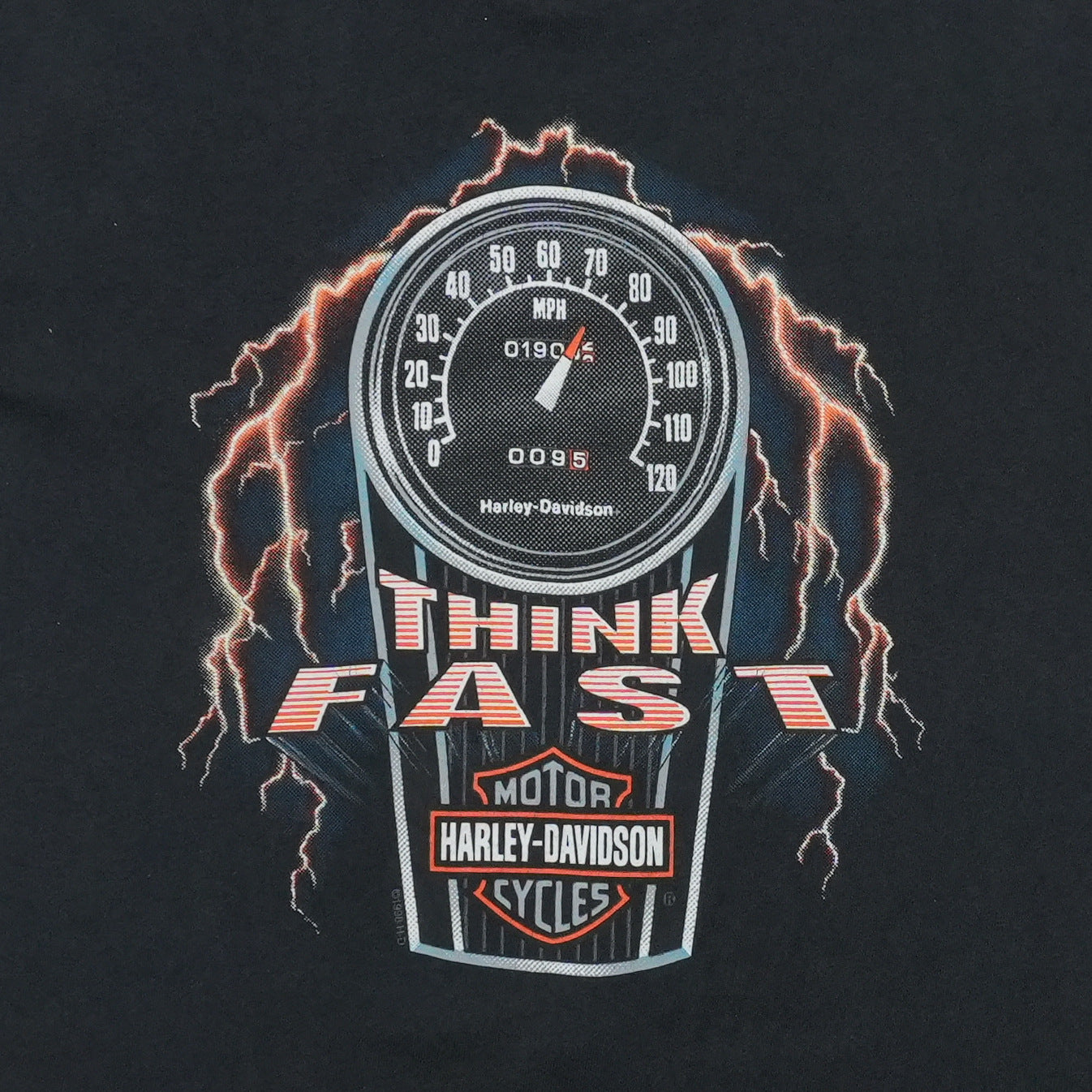 1990s Harley Davidson Think Fast Hays Kansas Shirt Front Detail 1