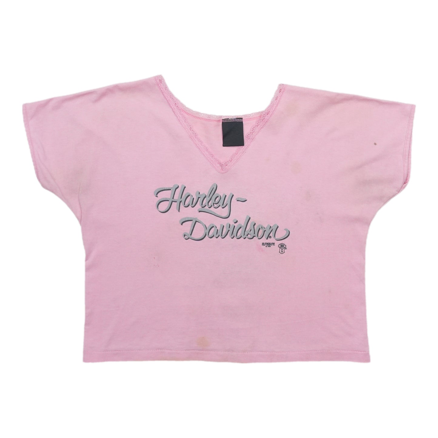 1990s Harley Davidson Avon New York Pink Crop Top Front