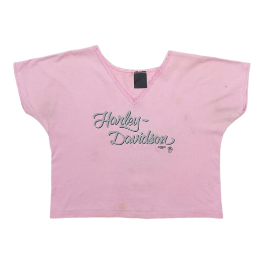 1990s Harley Davidson Avon New York Pink Crop Top Front
