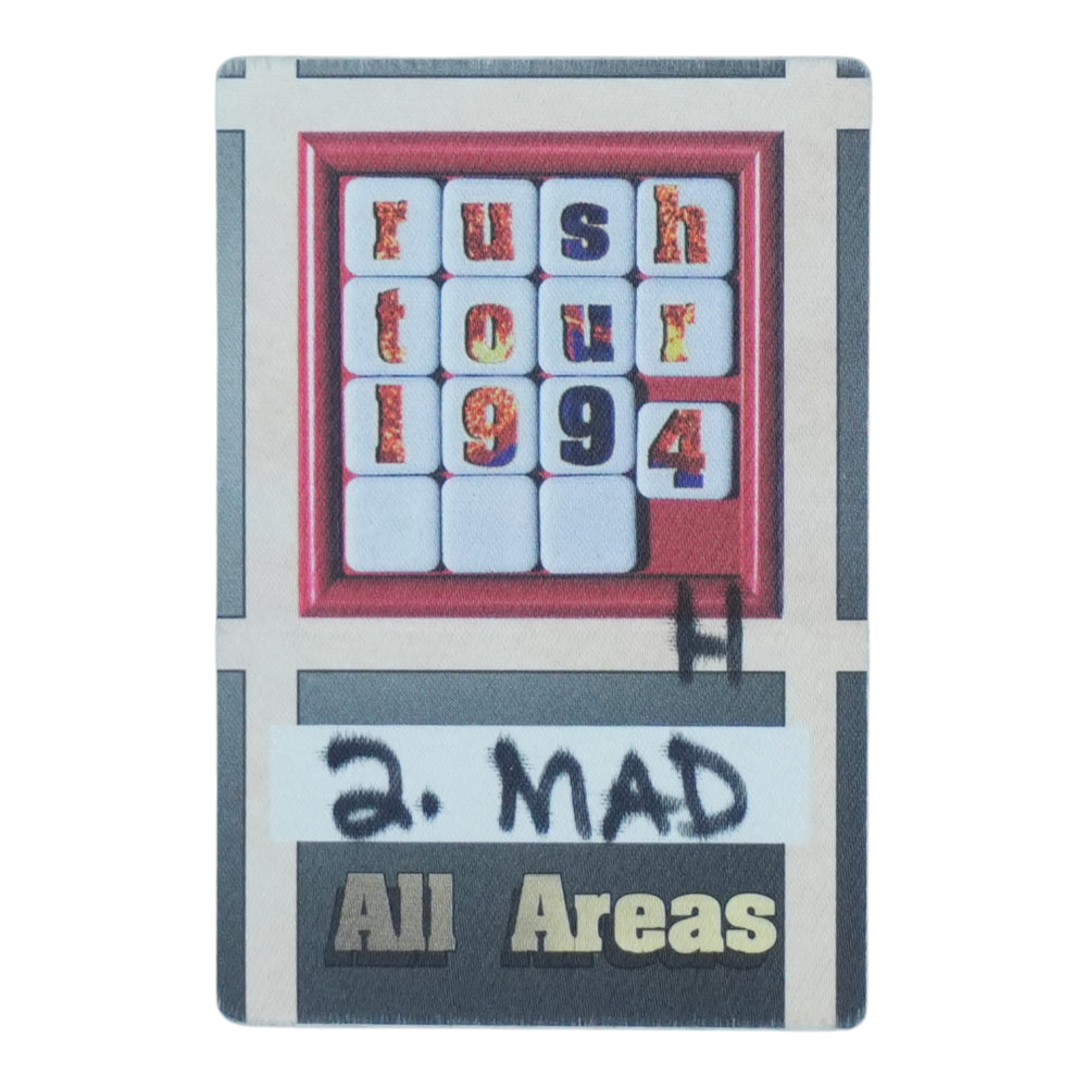 1994 Rush Tour 1994 All Areas Backstage Pass - front