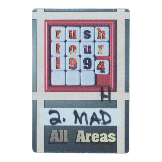 1994 Rush Tour 1994 All Areas Backstage Pass - front