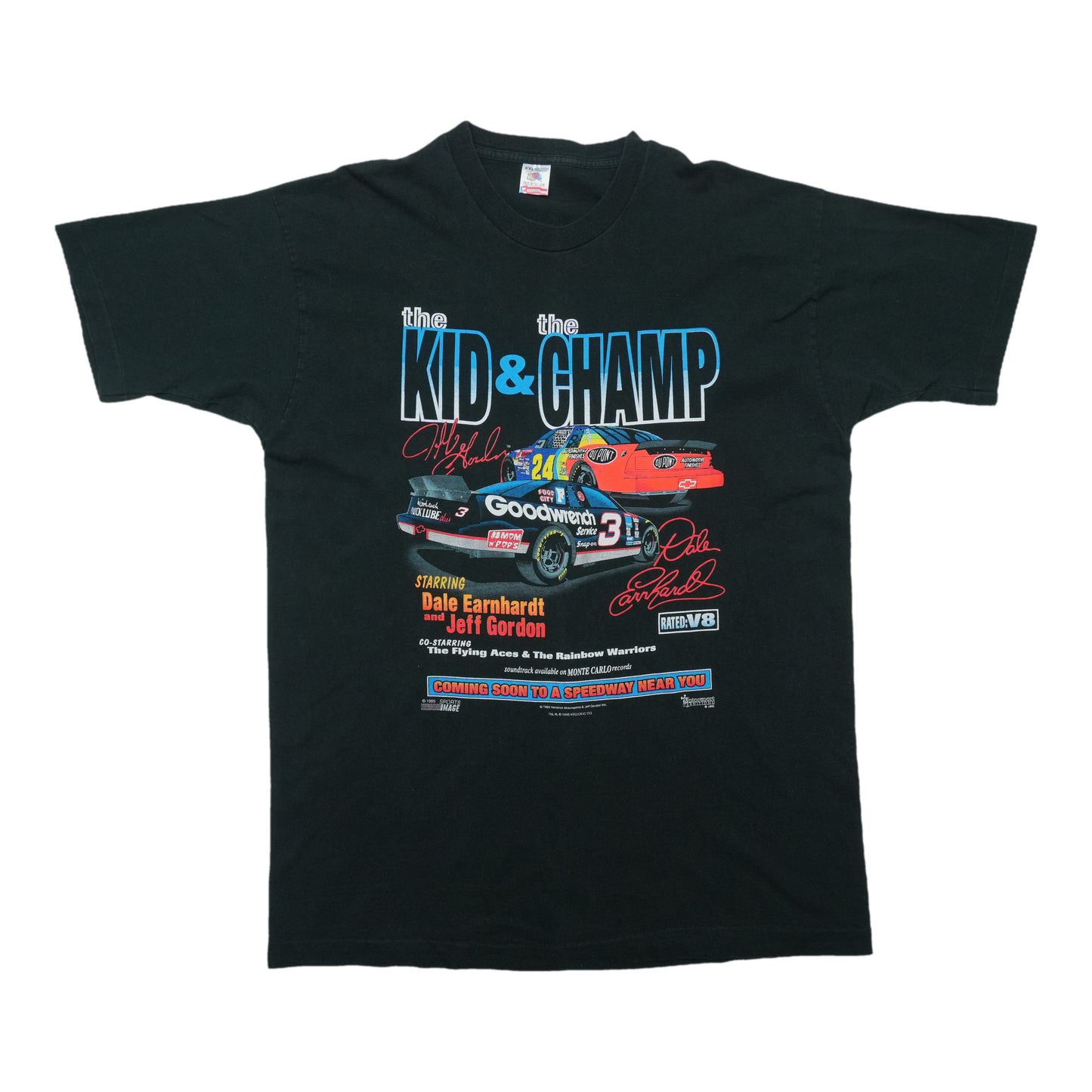 1998 Dale Earnhardt Jeff Gordon Kid And Champ Scheduled Appearances Shirt Front