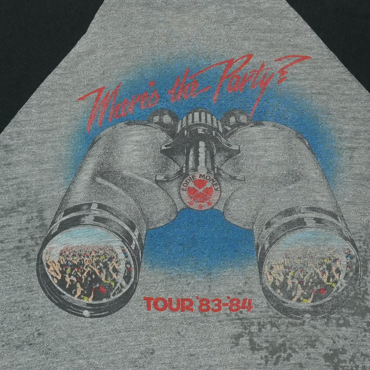1983 Eddie Money Where's The Party Raglan Shirt Detail 3