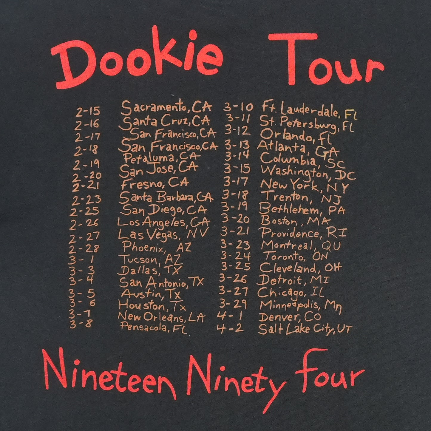 1994 Green Day Dookie Tour Shirt Detail 4