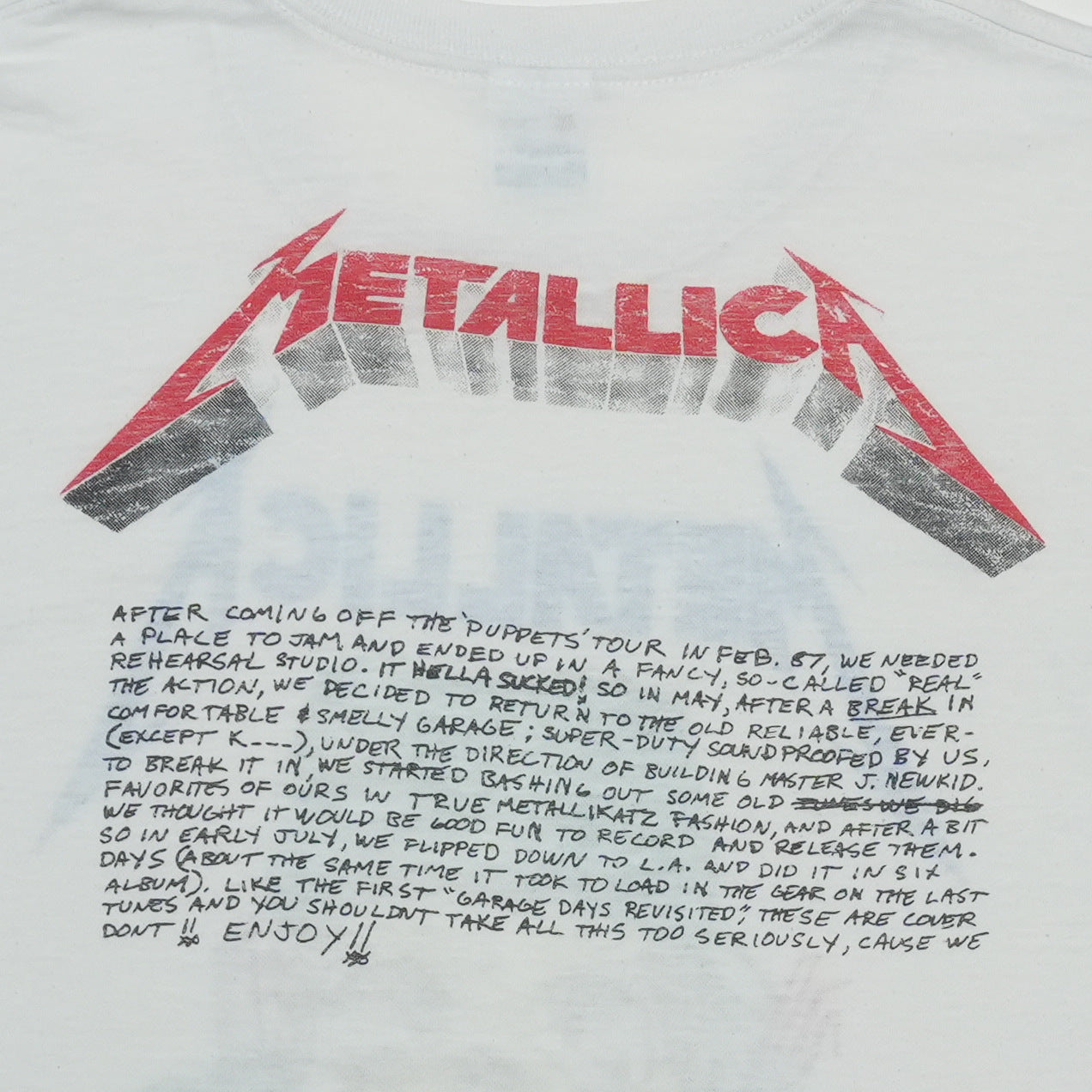 1987 Metallica Crash Course in Brain Surgery Shirt Back Detail 1