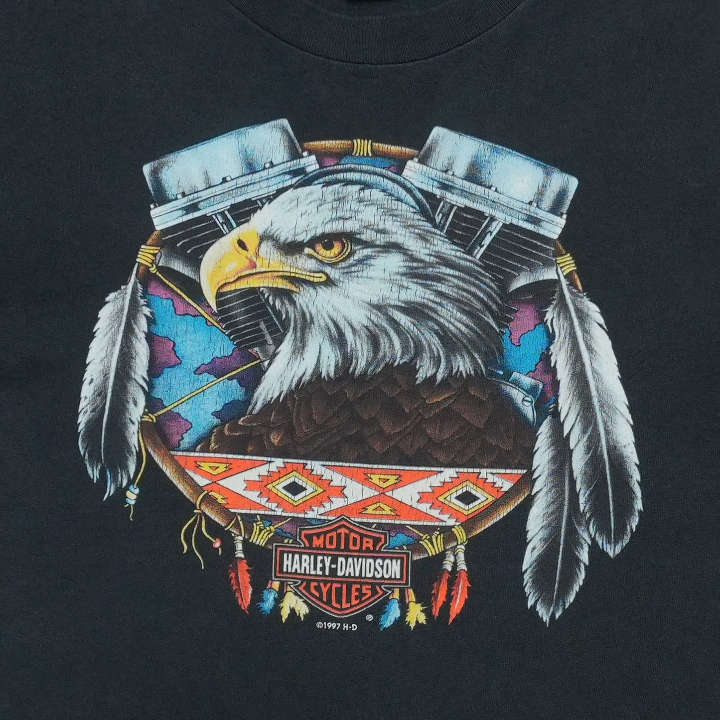 1990s Harley Davidson Eagle Dreamcatcher V-Twin ShirtFront Graphic