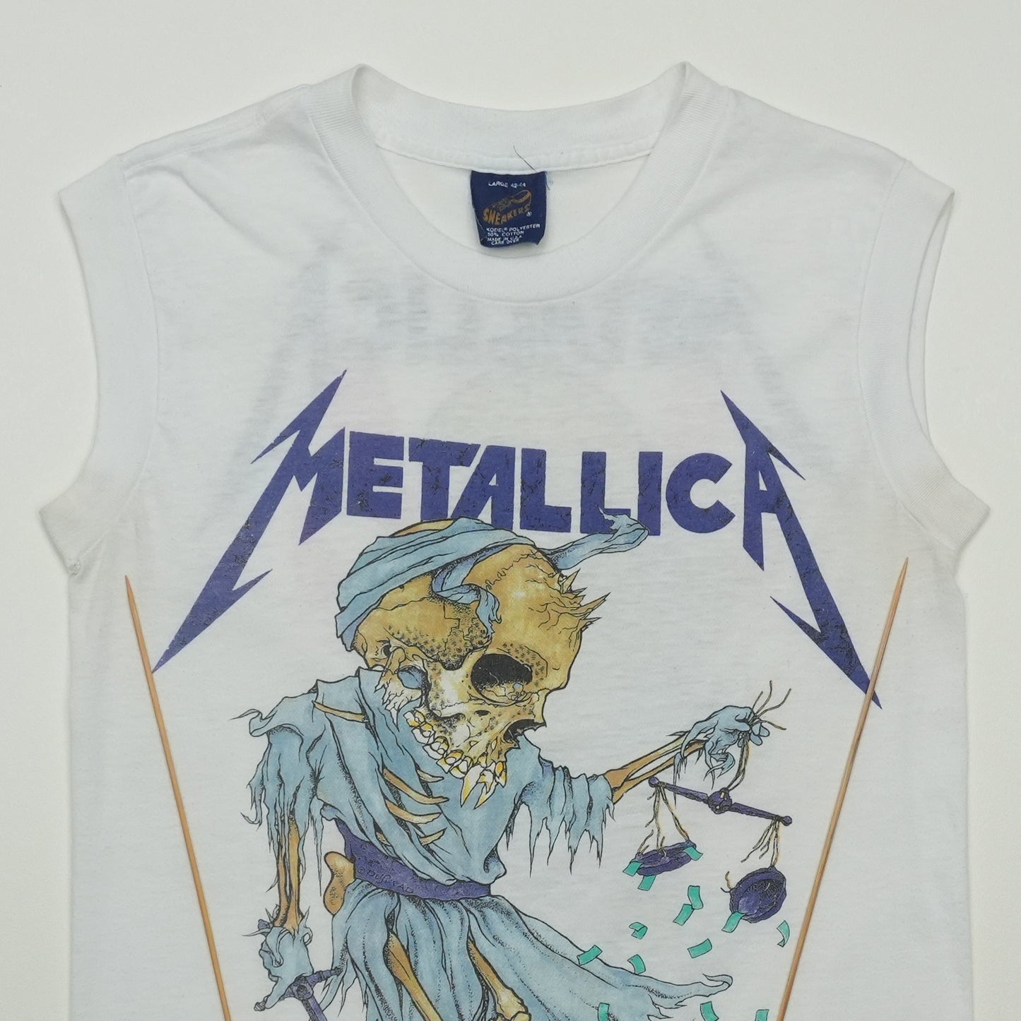1990s Metallica Their Money Tips Her Scales Again Sleeveless Shirt Detail 1