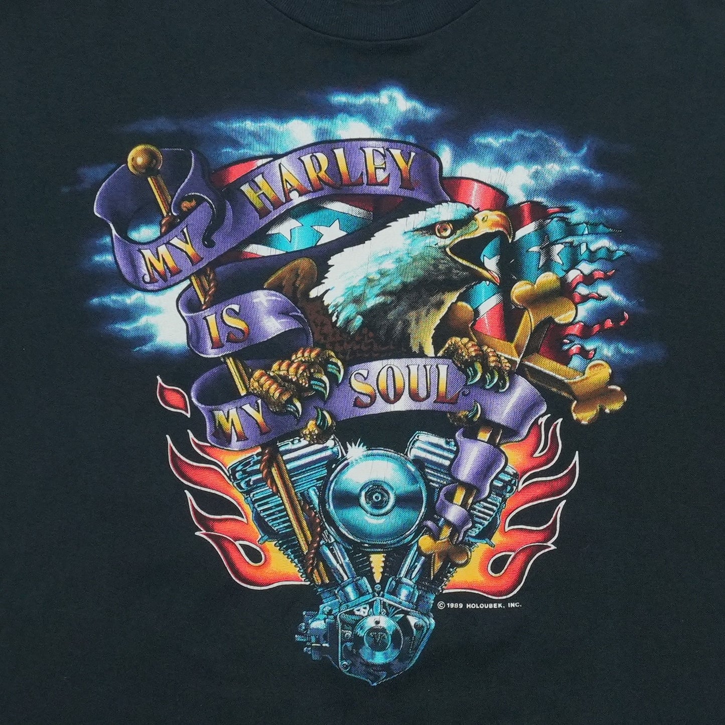 1989 Harley Davidson My Harley Is My Soul ShirtFront Graphic