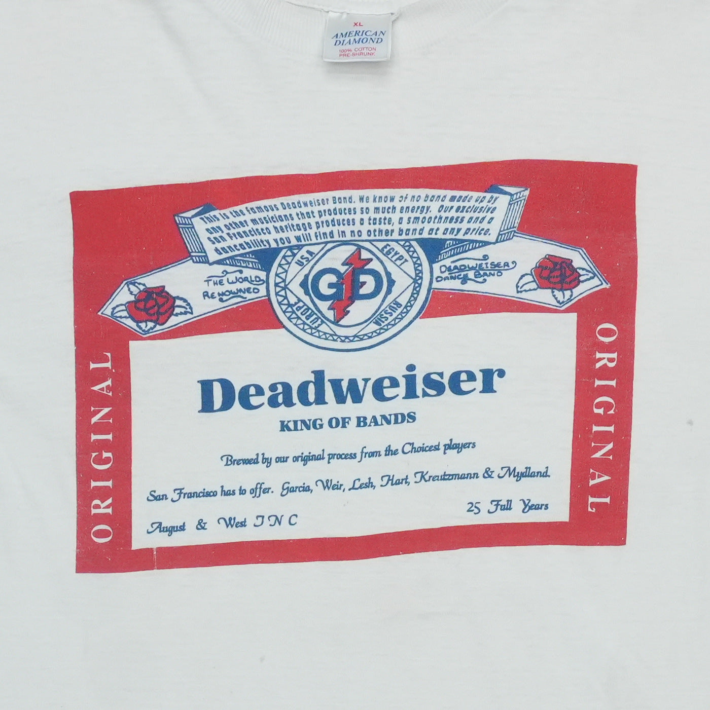 1980s Deadweiser Grateful Dead Shirt Front Graphic