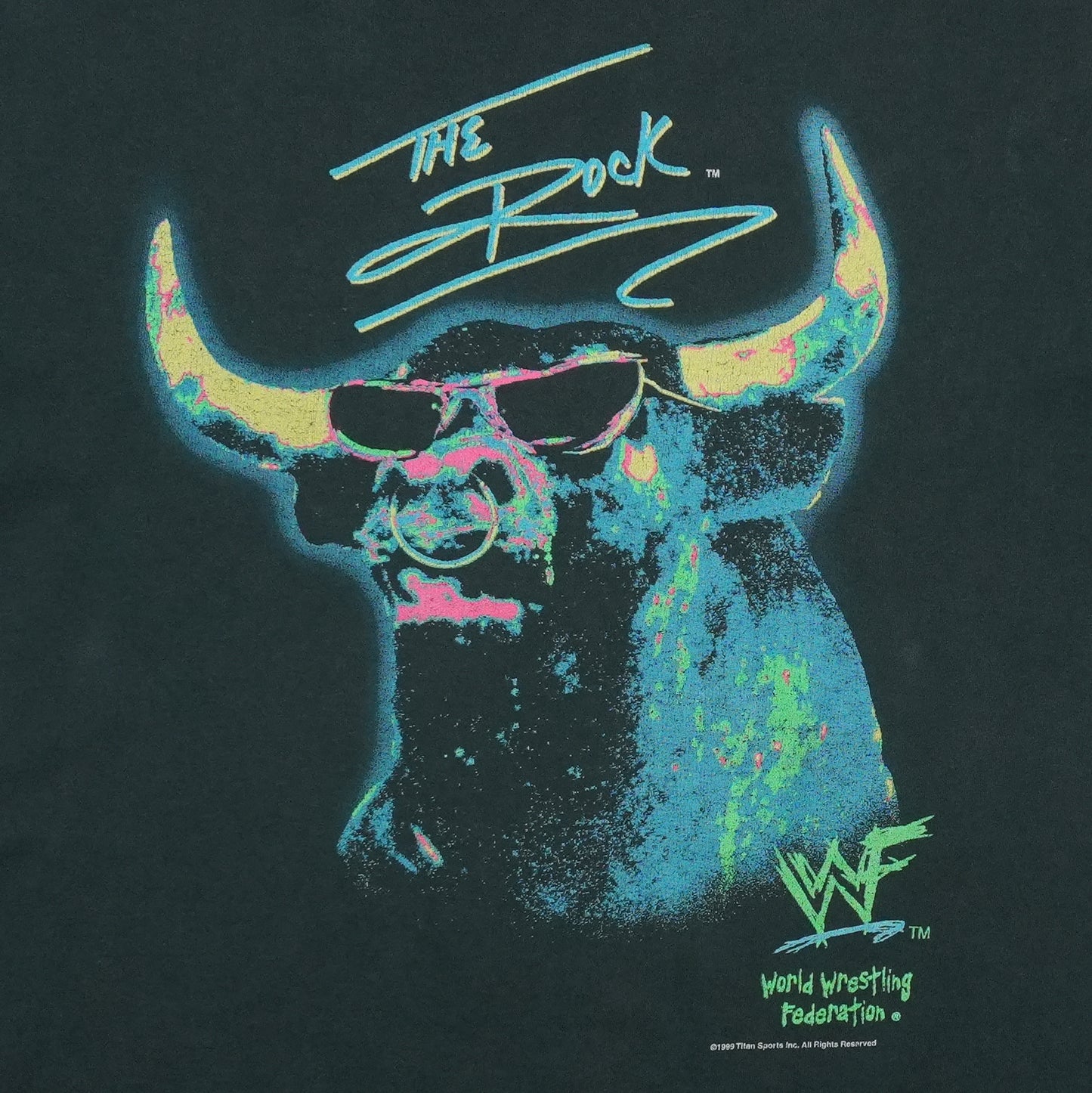 1999 The Rock WWF Brahma Bull Shirt Front Detail 1