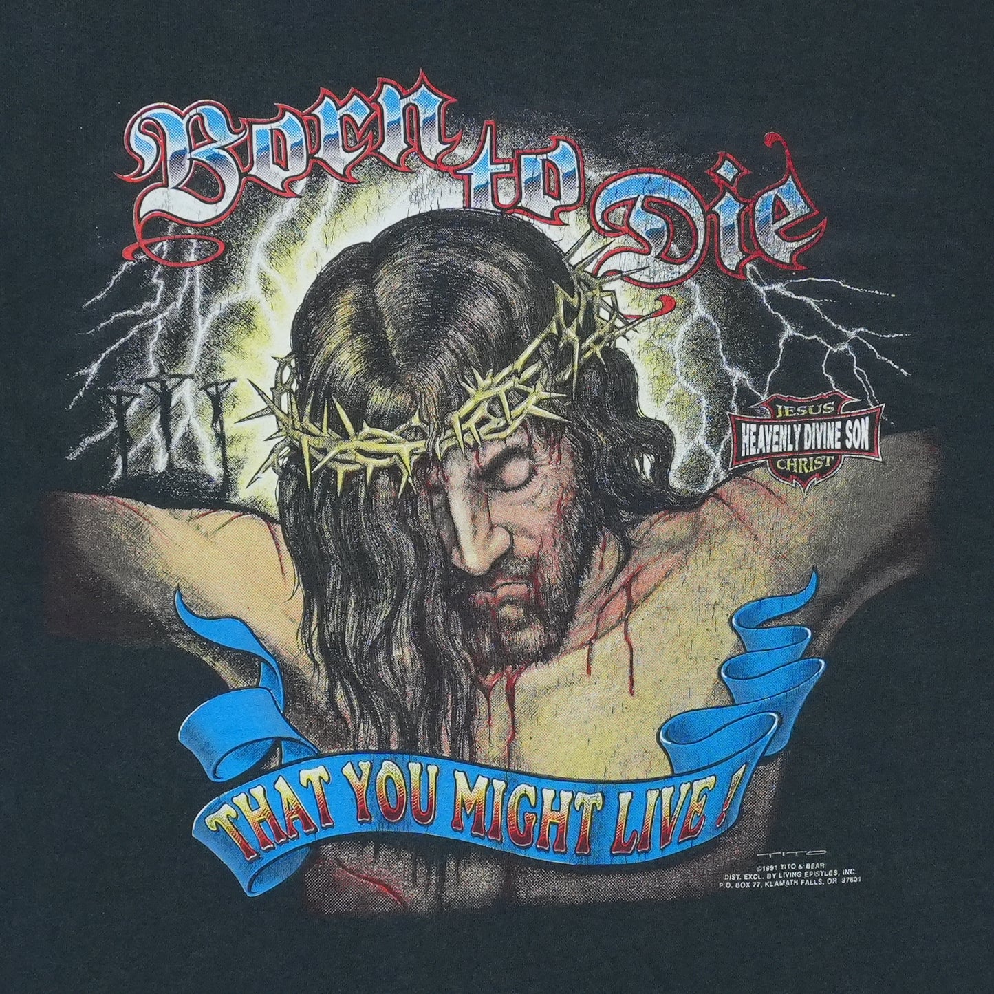 1991 Born To Die Jesus Christ Shirt Detail 2