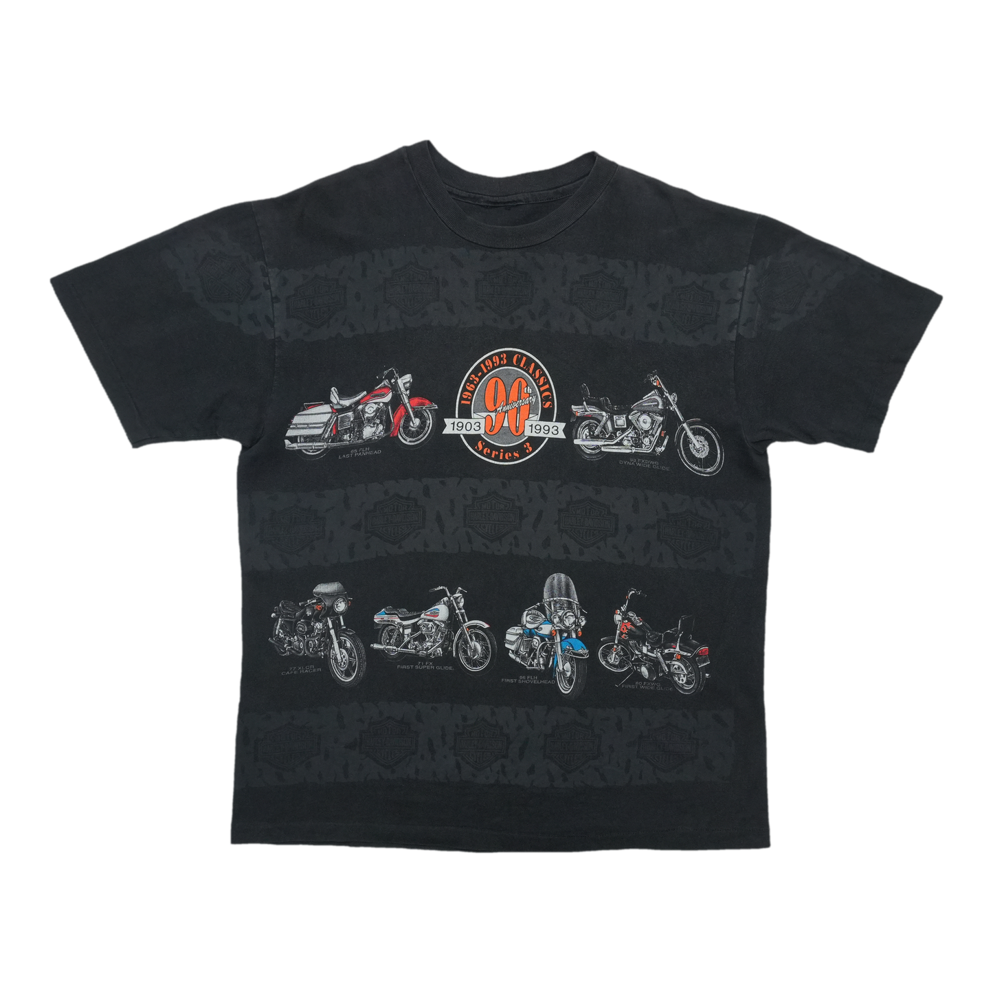 1993 Harley Davidson 90th Anniversary All Over Print ShirtFront