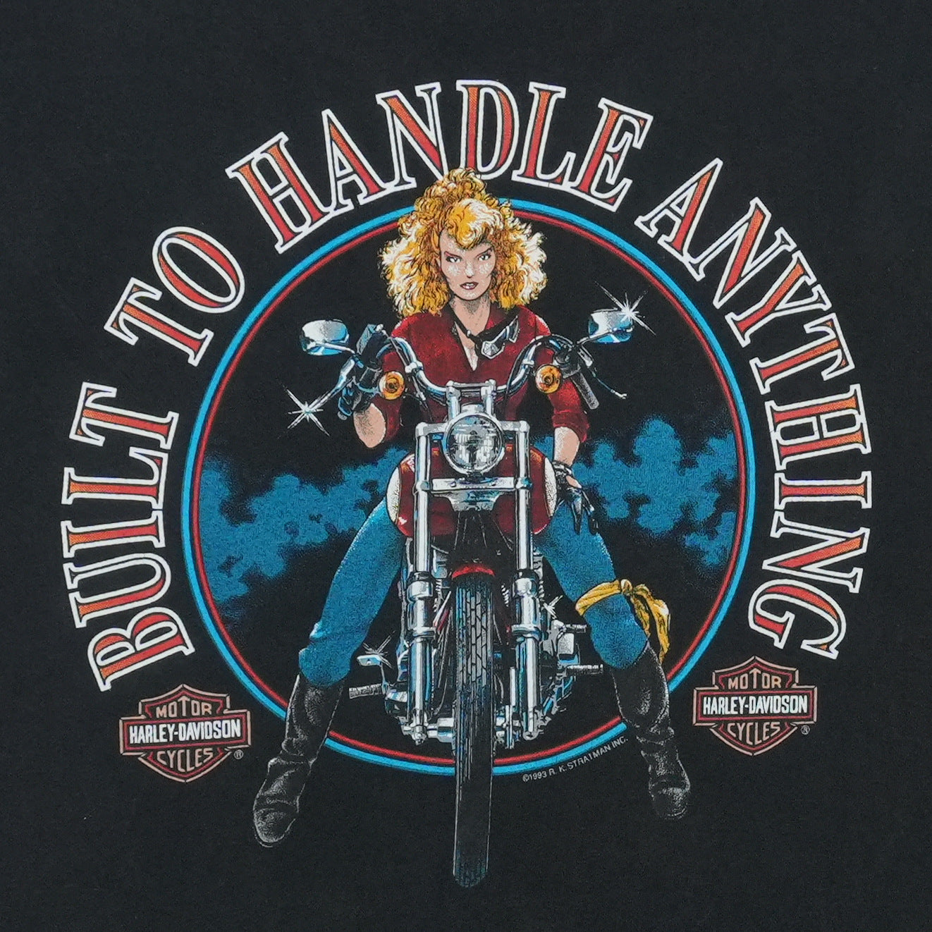 1993 Harley Davidson California Built To Handle Anything Shirt Front Detail 1