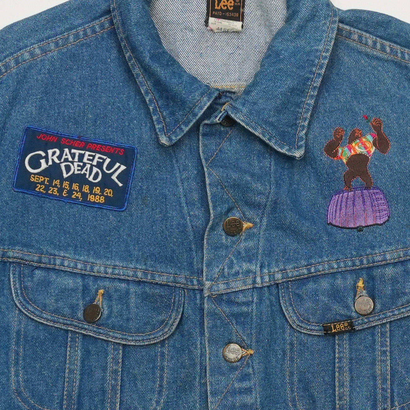 1988 Grateful Dead Patch Lee Denim Jacket Front Detail 1