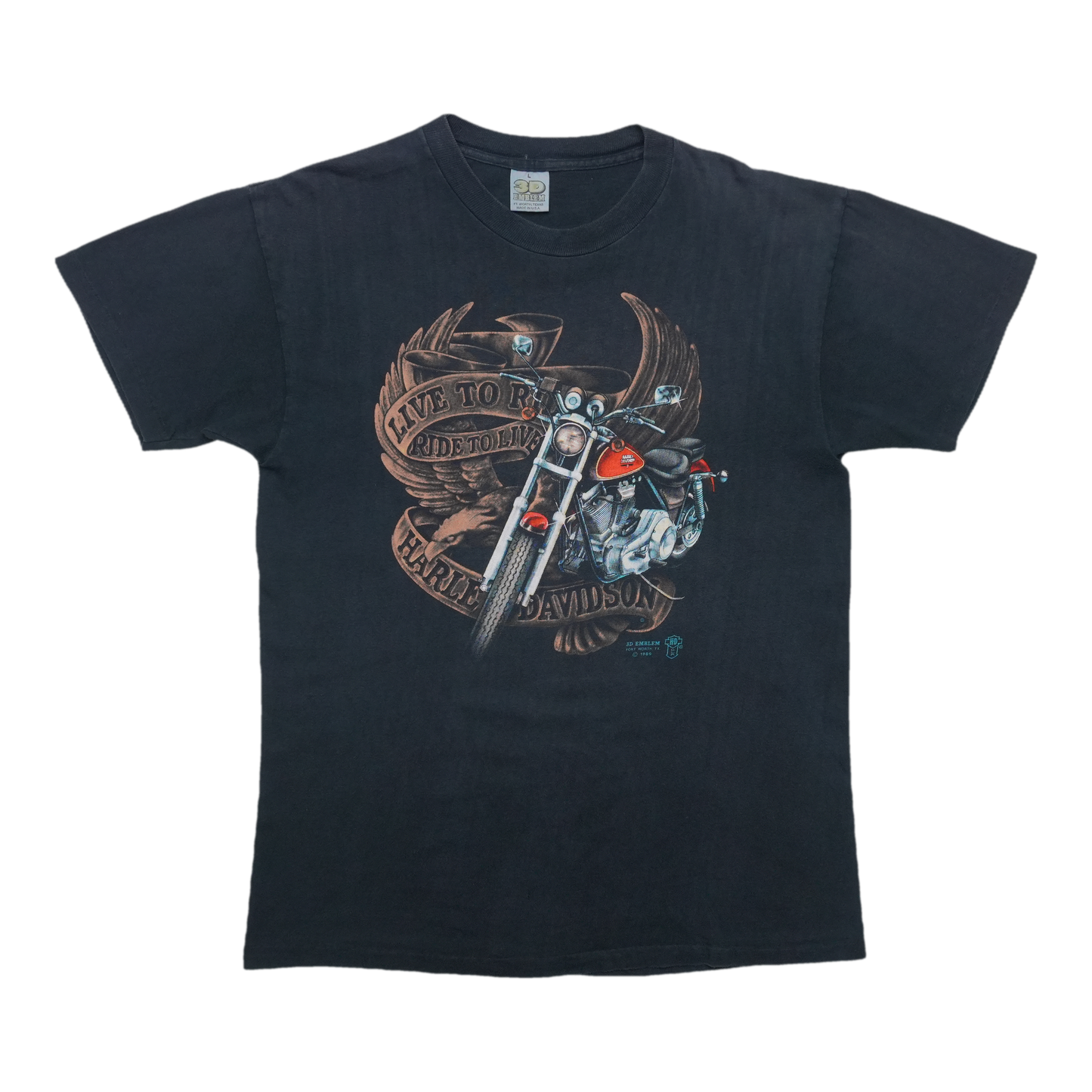 1989 Harley Davidson Live to Ride Ride to Live 3D ShirtFront