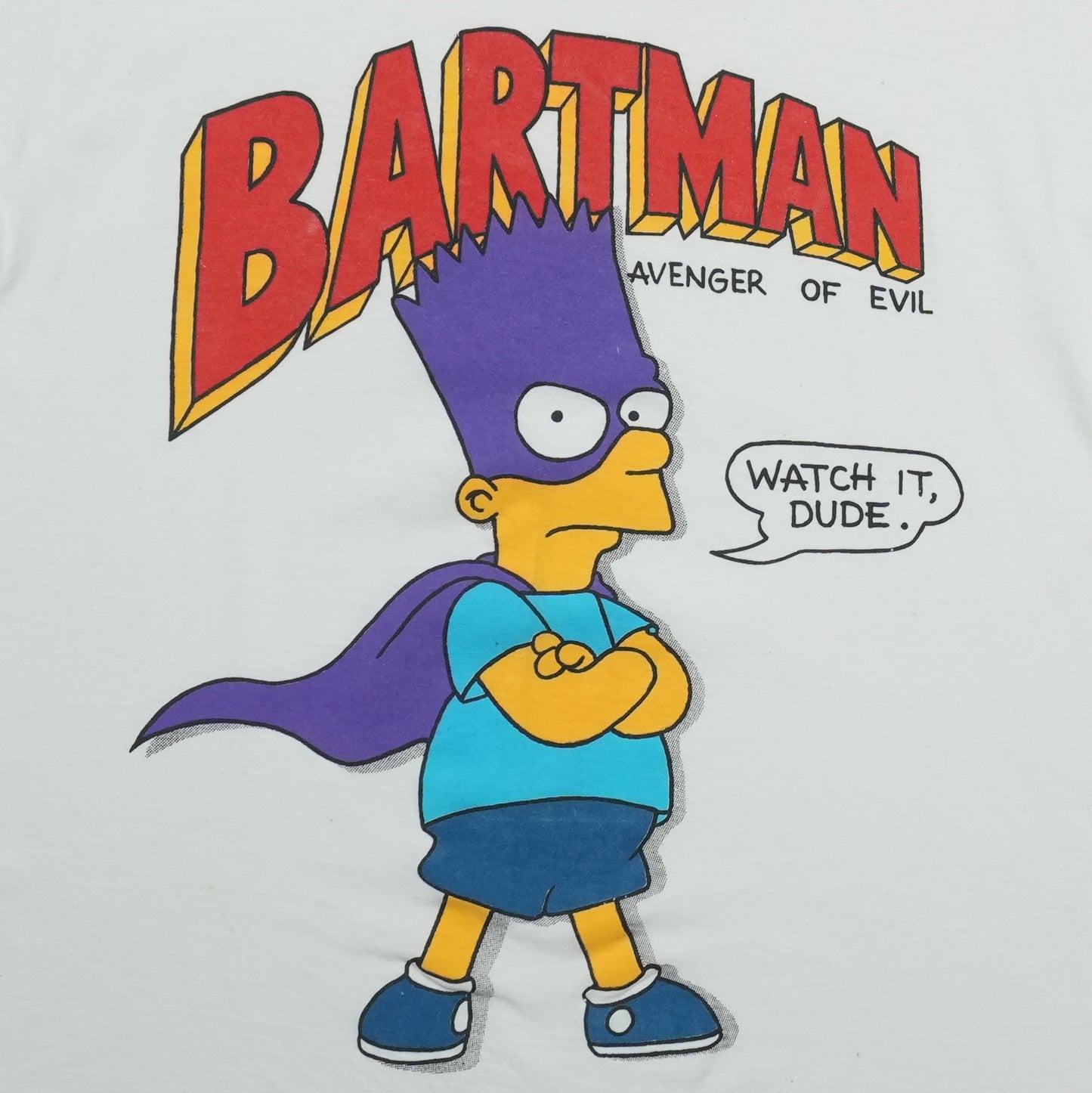 1990 The Simpsons Bartman Avenger of Evil Shirt Front Detail 1