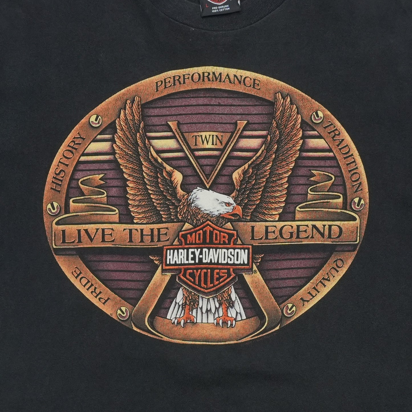 1992 Harley Davidson Live the Legend ShirtFront Graphic
