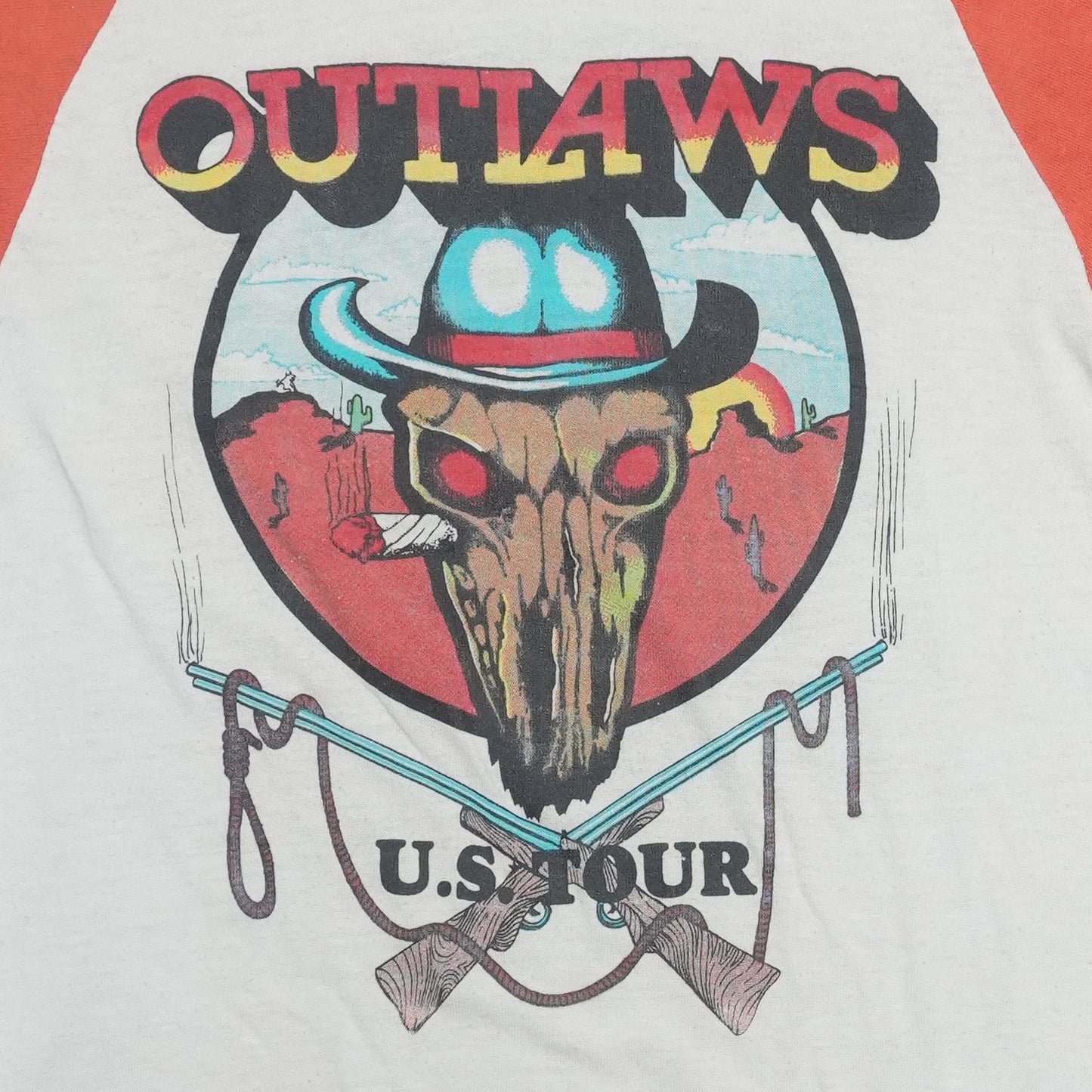 1980s Molly Hatchet & Outlaws US Tour Raglan Shirt Detail 5
