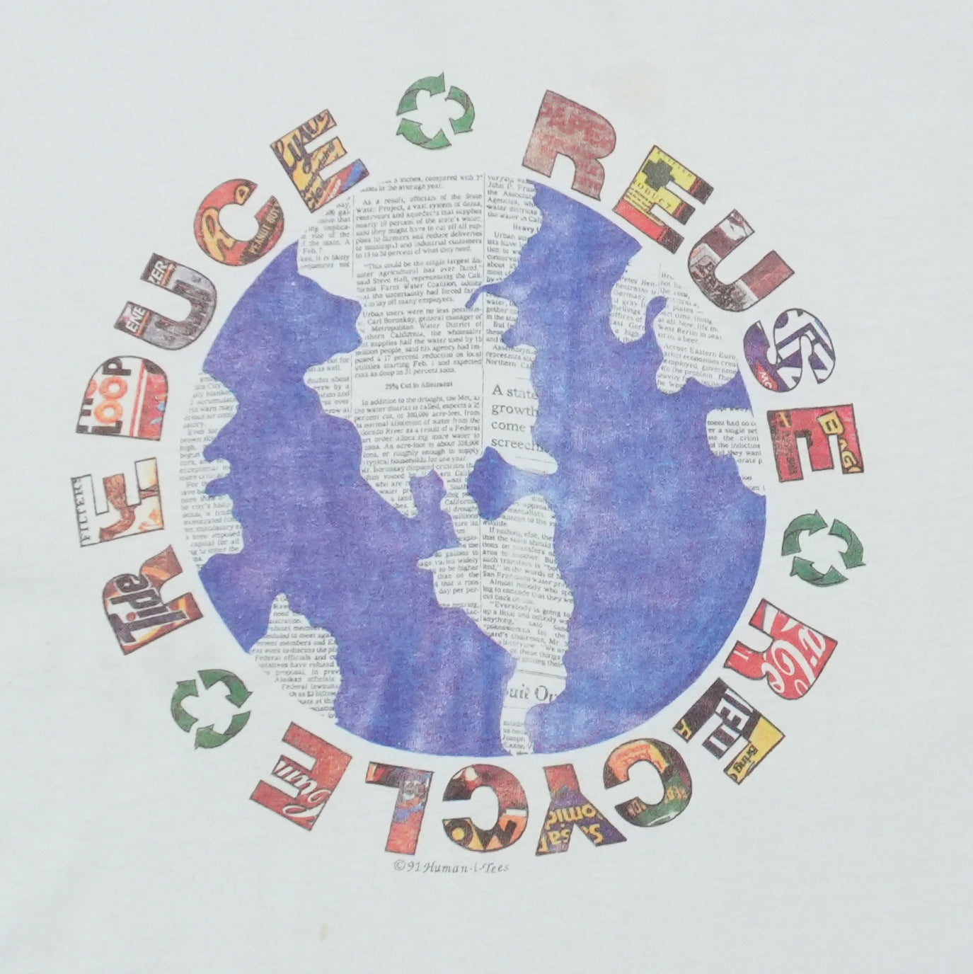 1991 Reduce Reuse Recycle Earth Shirt Detail 2