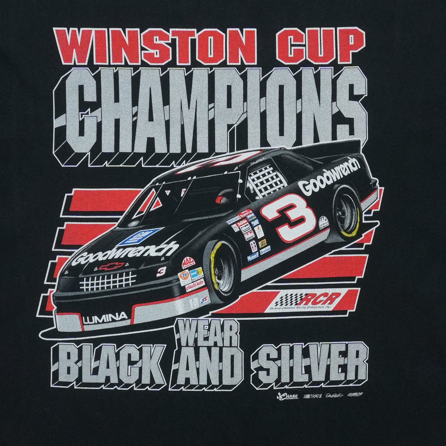 1990s Dale Earnhardt Winston Cup Champions Wear Black And Silver Shirt Detail