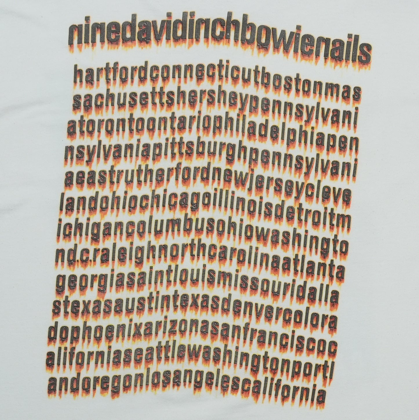 1995 David Bowie Nine Inch Nails Tour Shirt Back Detail 1