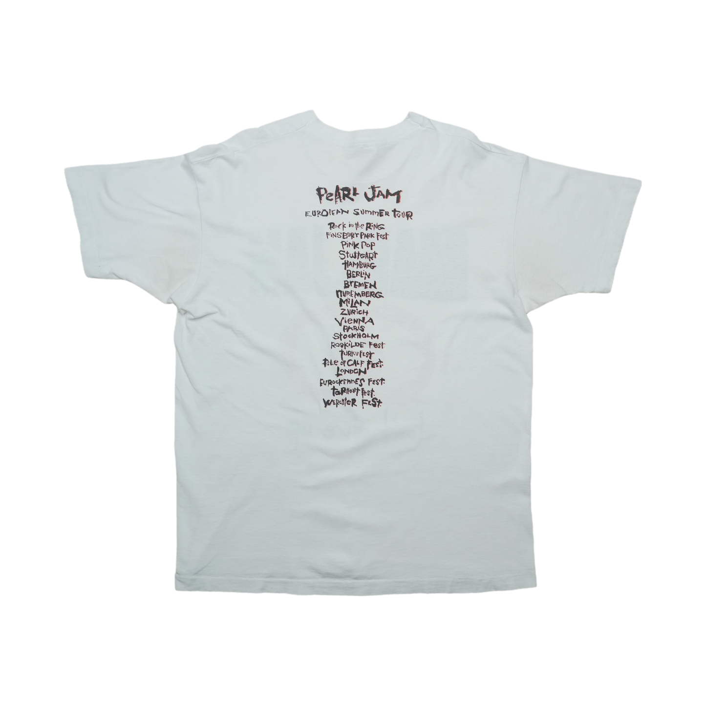 1992 Pearl Jam Don't Give Up European Tour Shirt Back