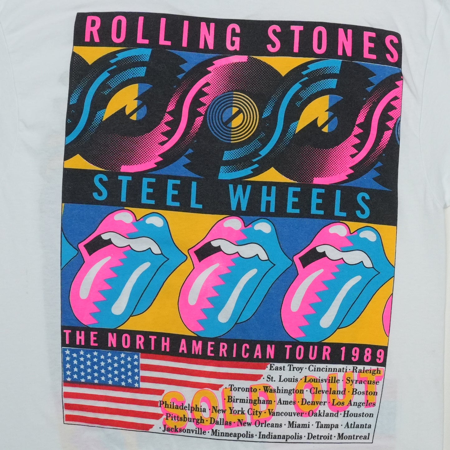 1989 Rolling Stones Steel Wheels North American Tour Shirt Back Detail 1