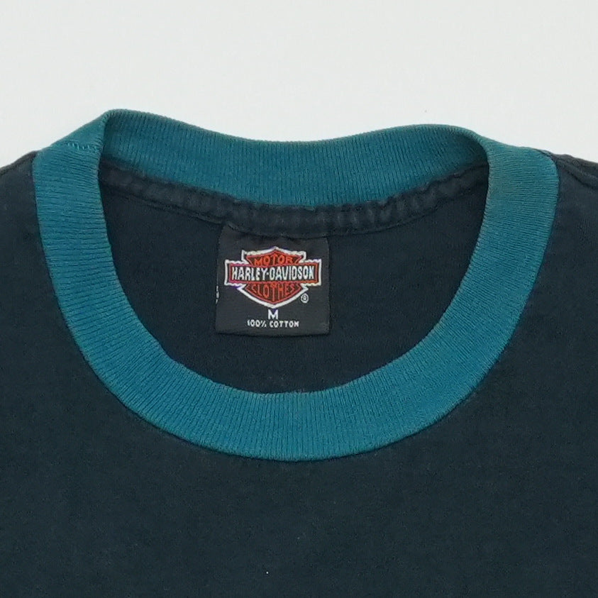 1990s Harley Davidson Cycle Nuts Boise Idaho Shirt Back Detail 1