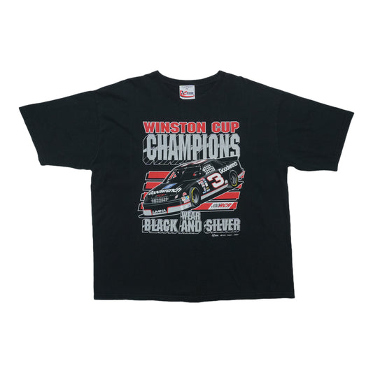 1990s Dale Earnhardt Winston Cup Champions Wear Black And Silver Shirt Front
