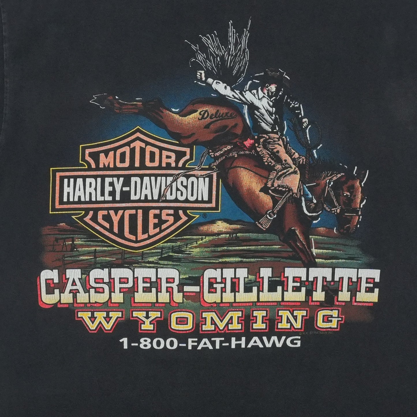1990s Harley Davidson 800-FAT-HAWG ShirtBack Graphic