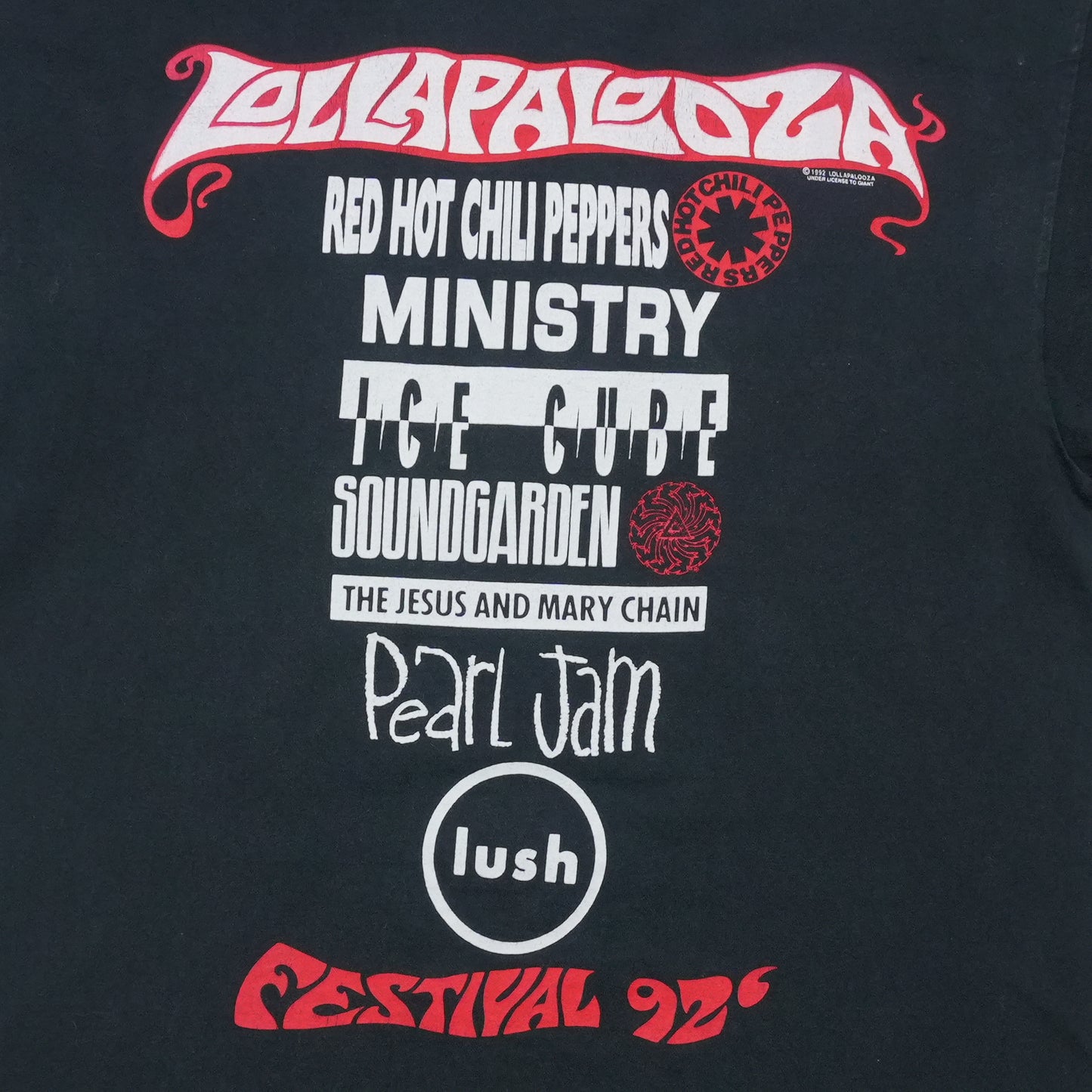 1992 Lollapalooza Concert Shirt Back Graphic