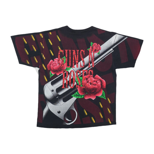 1990s Guns N Roses Revolver Roses All Over Print Shirt Back