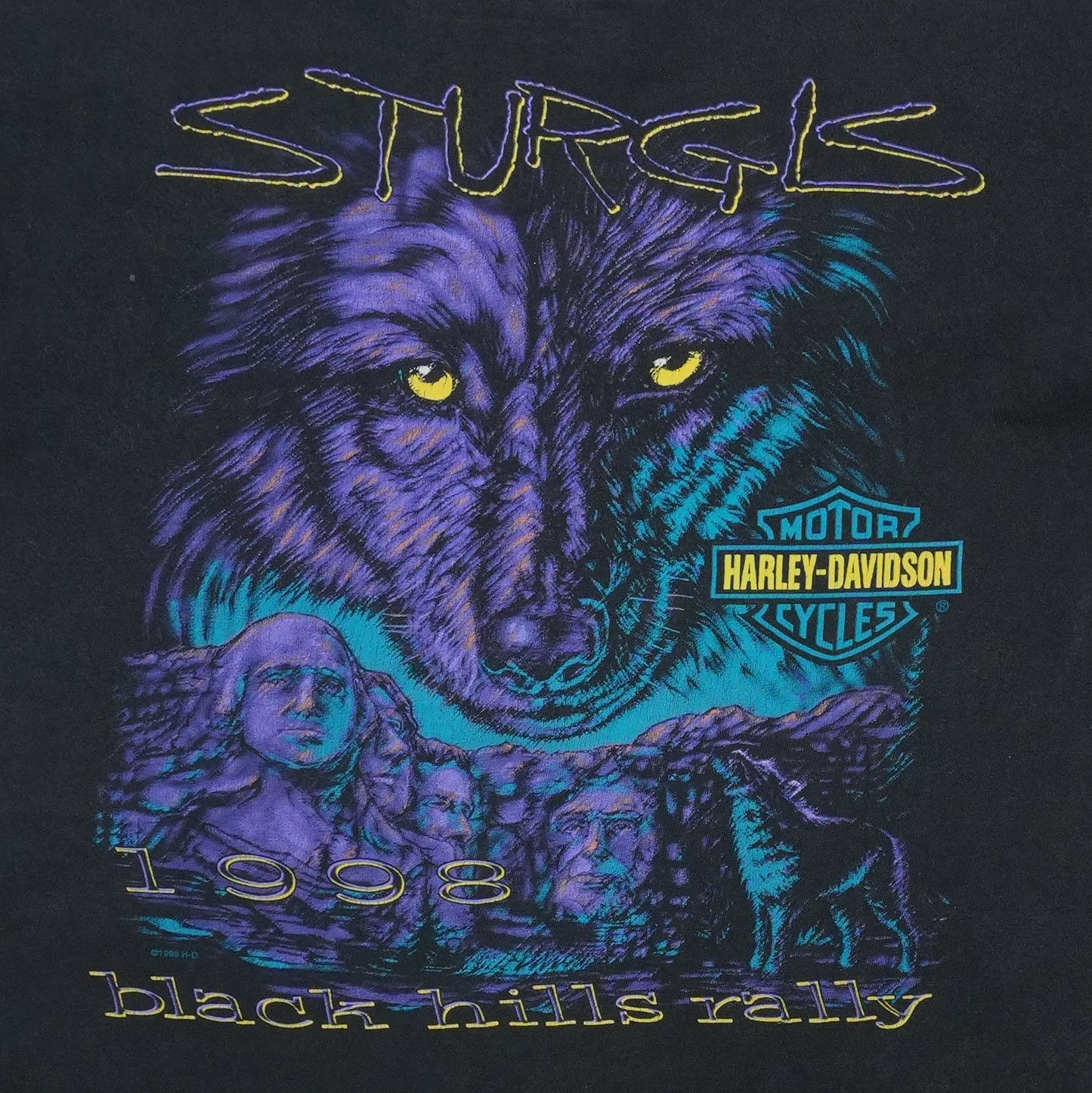 1998 Sturgis Black Hills Rally Wolf Shirt Front Detail 1