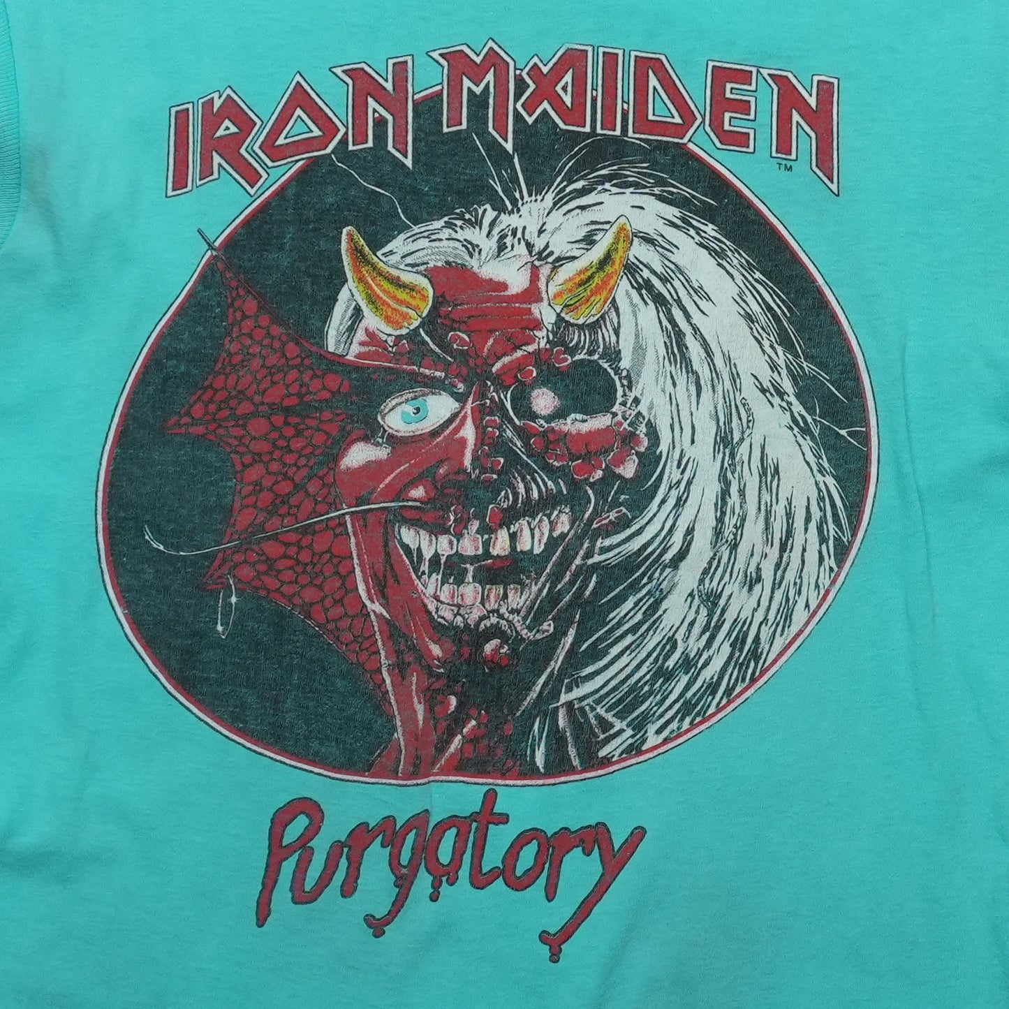 1983 Iron Maiden Purgatory World Piece Tour Sleeveless Shirt Detail
