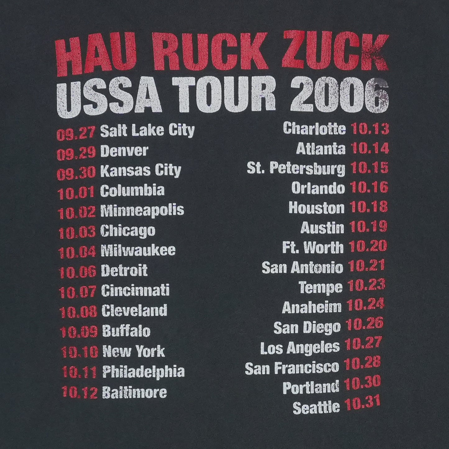 2006 KMFDM Hau Ruck Zuck USSA Tour Shirt Front Detail 3