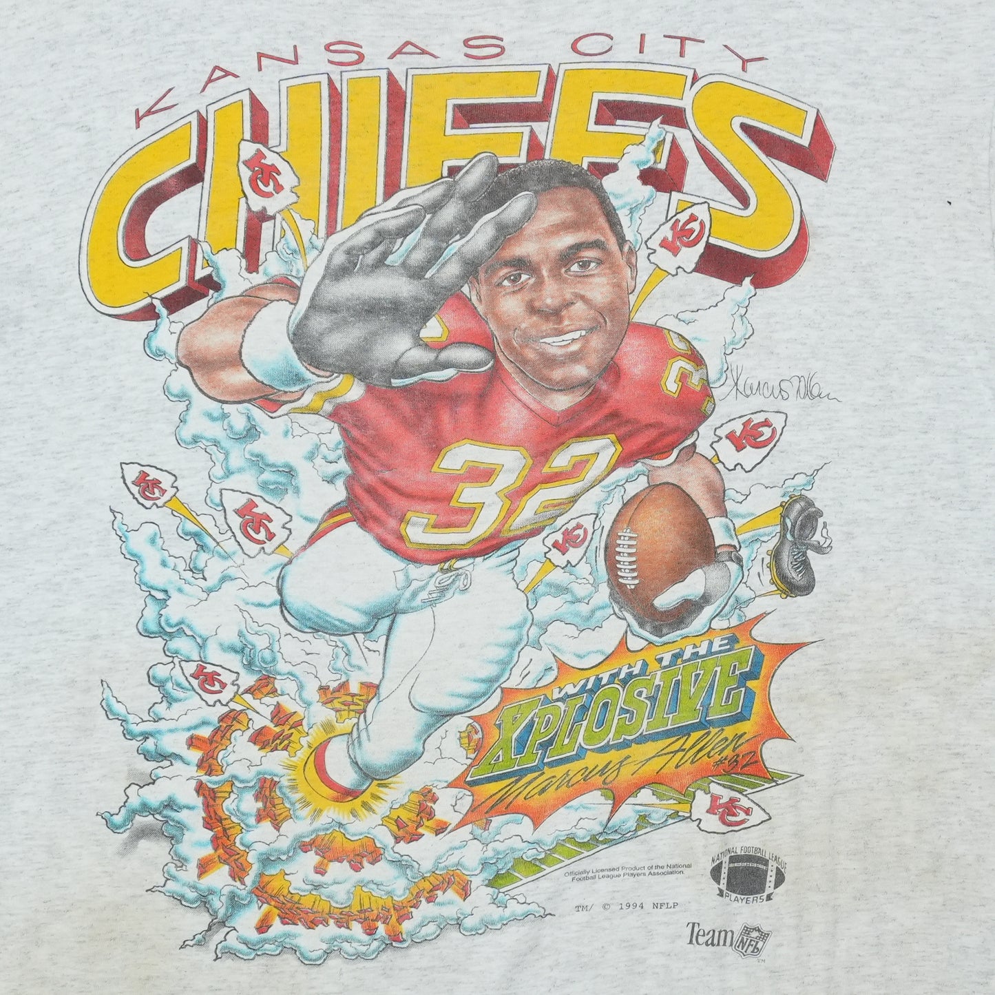 1994 Kansas City Chiefs Marcus Allen Caricature Shirt Detail 2