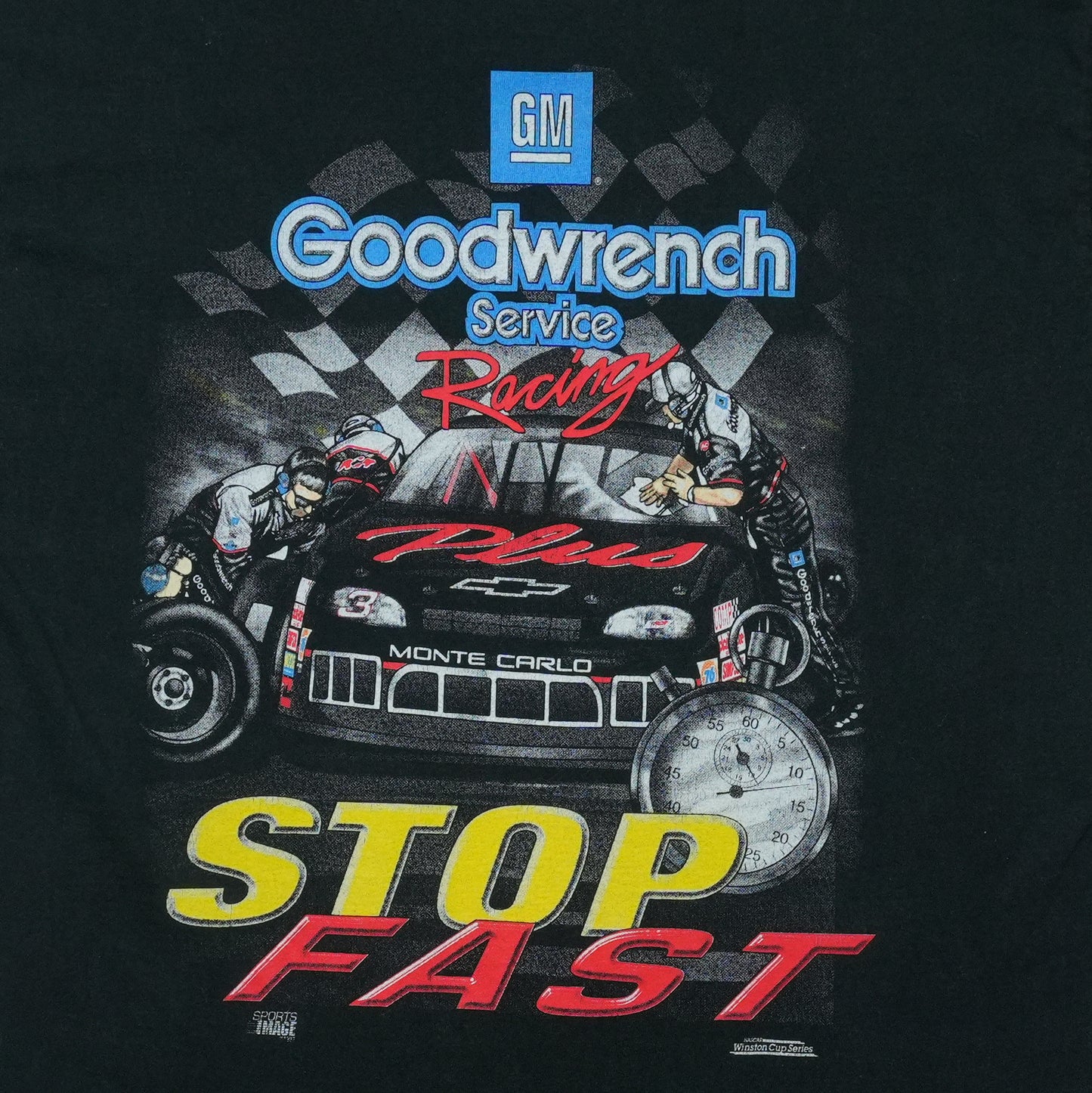 1990s Dale Earnhardt Run Hard Stop Fast Goodwrench Shirt Detail