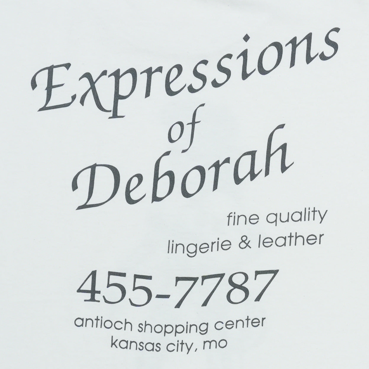1990s Expressions Of Deborah Lingerie & Leather Kansas City Shirt Detail 4