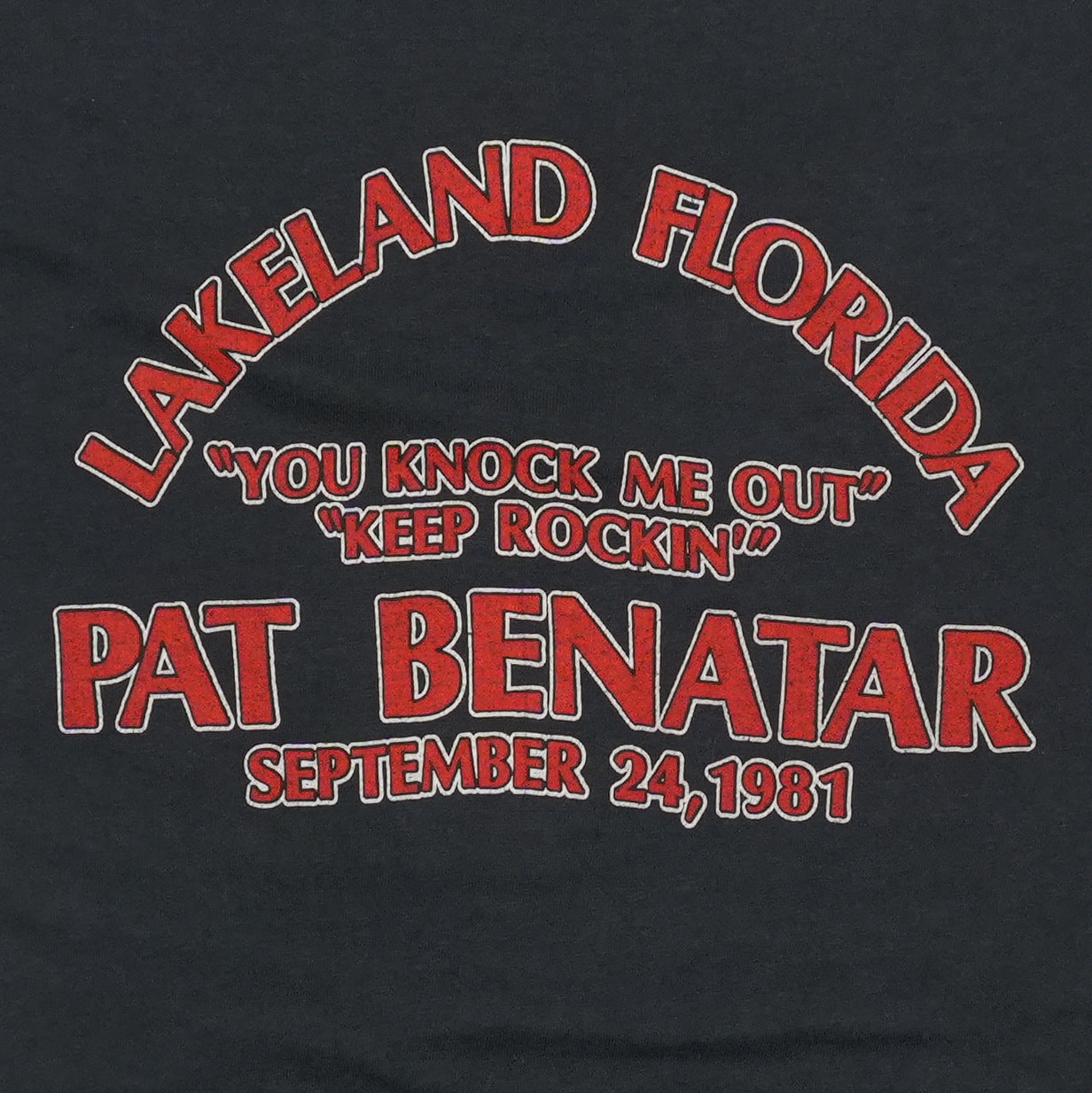1981 Pat Benatar Lakeland Florida Shirt Tag