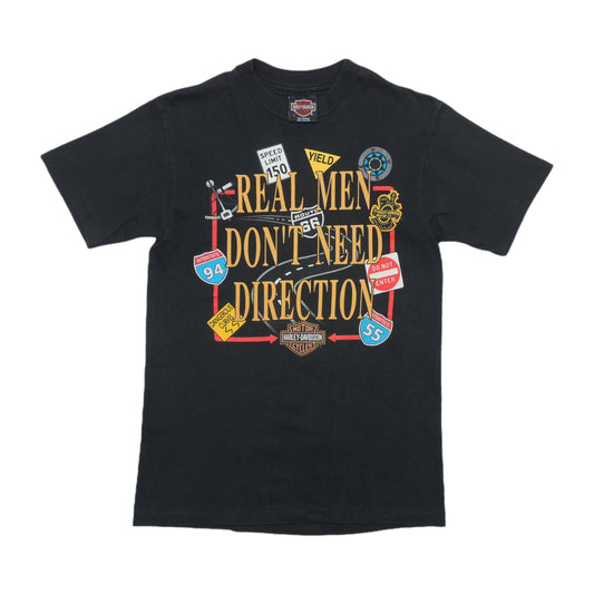 1990s Harley Davidson Real Men Don't Need Direction Shirt Front