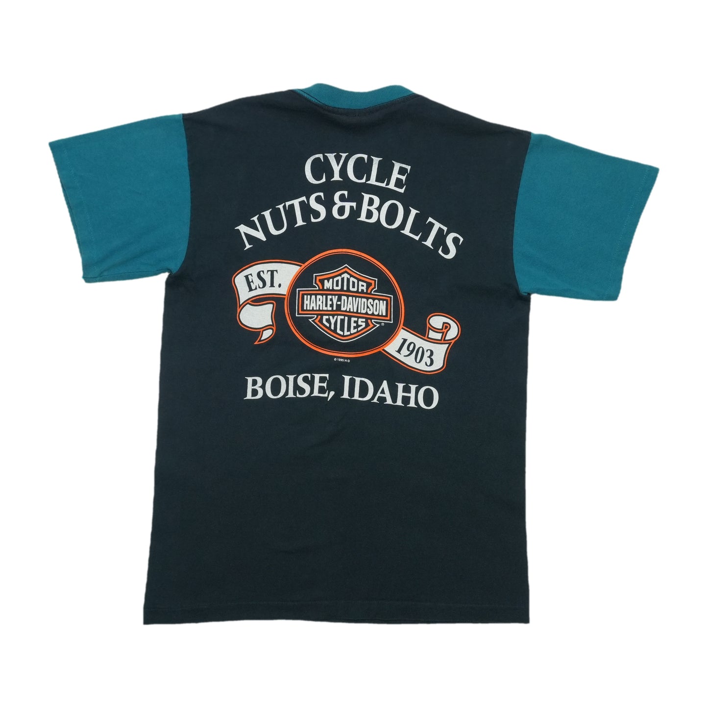 1990s Harley Davidson Cycle Nuts Boise Idaho Shirt Back