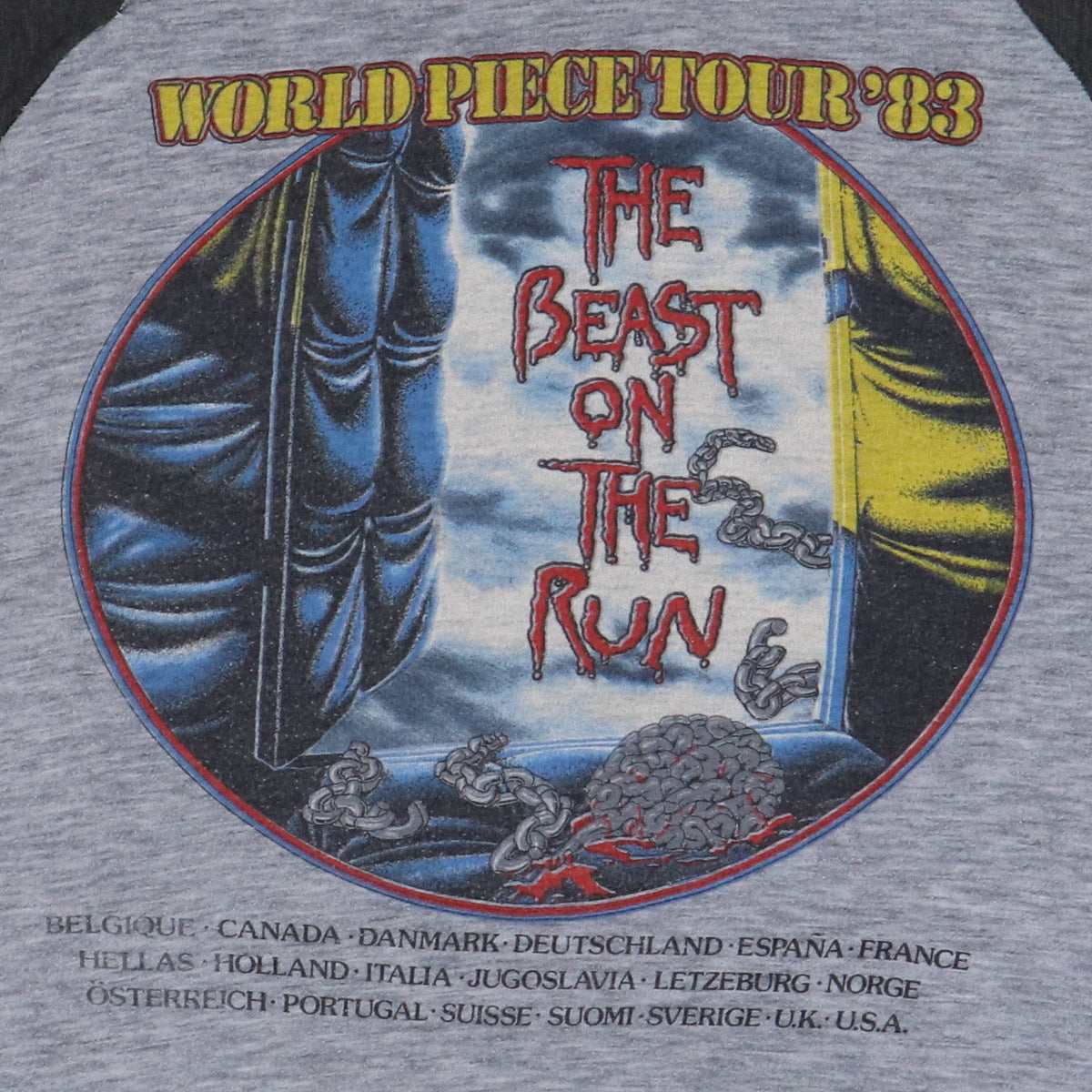 Original vintage 1983 Iron Maiden World Piece Tour Jersey Shirt