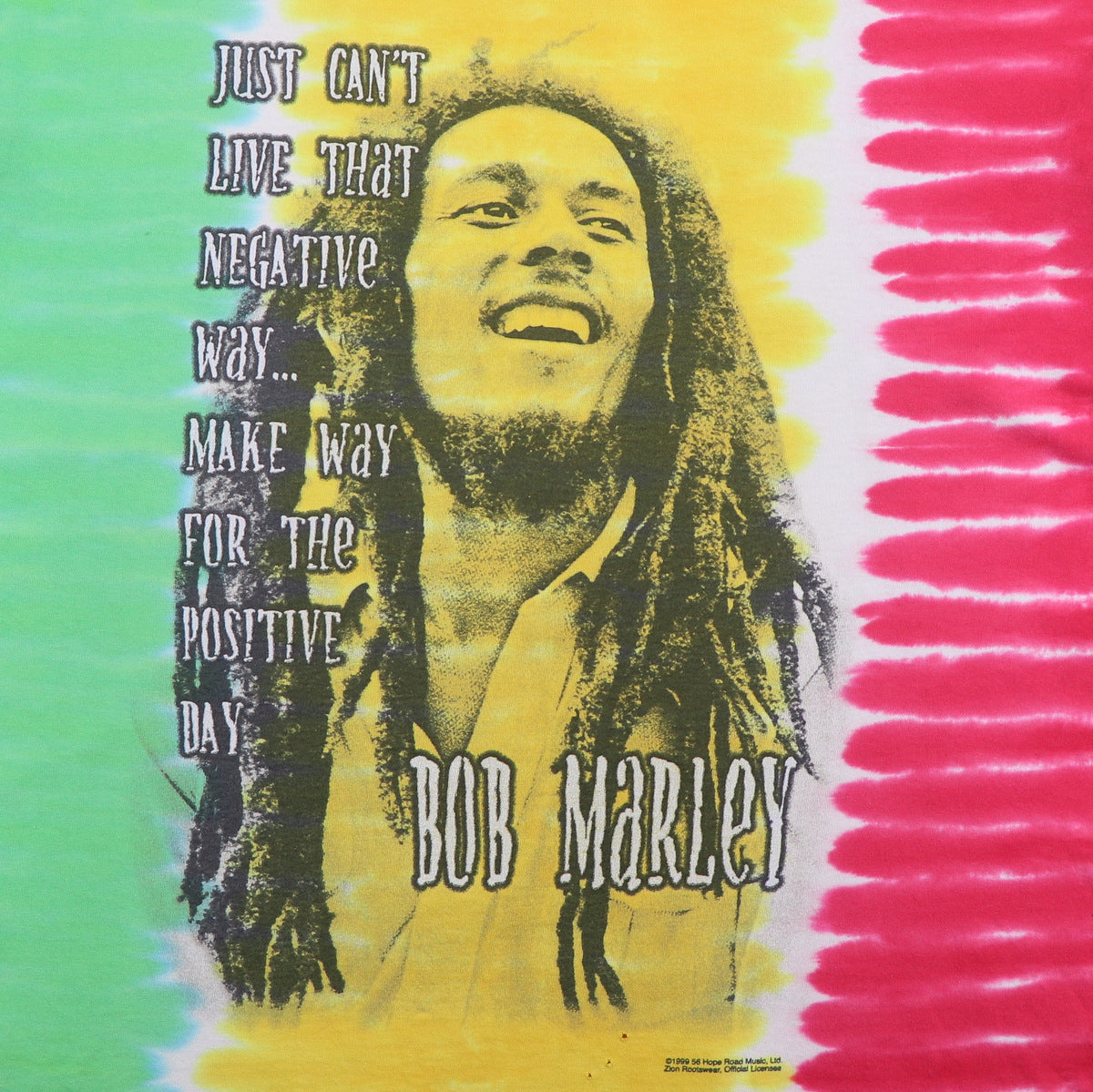 1999 Bob Marley Can't Live That Negative Way Tie Dye Shirt