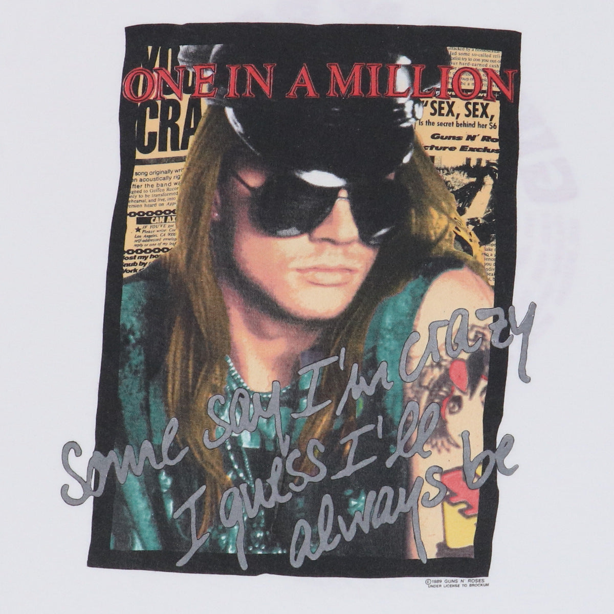 1989 Guns N Roses Axl Rose One In A Million Euro Tour Shirt 