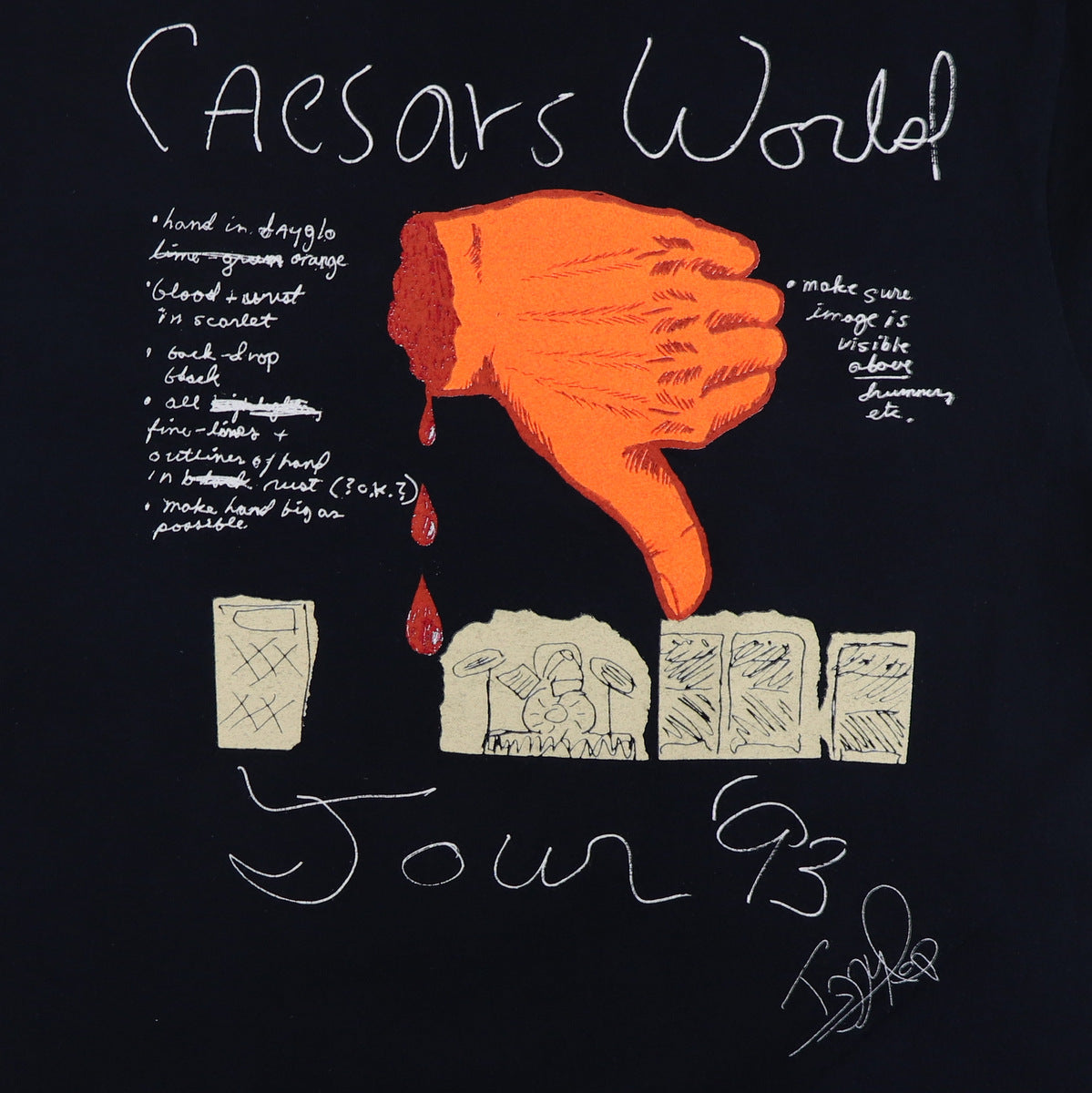 【未使用】Iggy Pop「Caesars World Tour'93」Tシャツ 1993 Iggy Pop Caesars World Tour Shirt | Authentic Vintage Tee